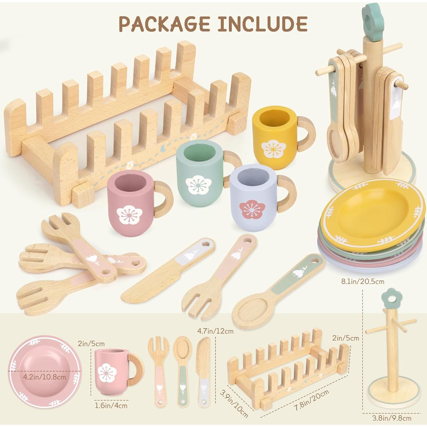Juego de Cocina de Madera 20 Piezas para Niños - KABI-0177