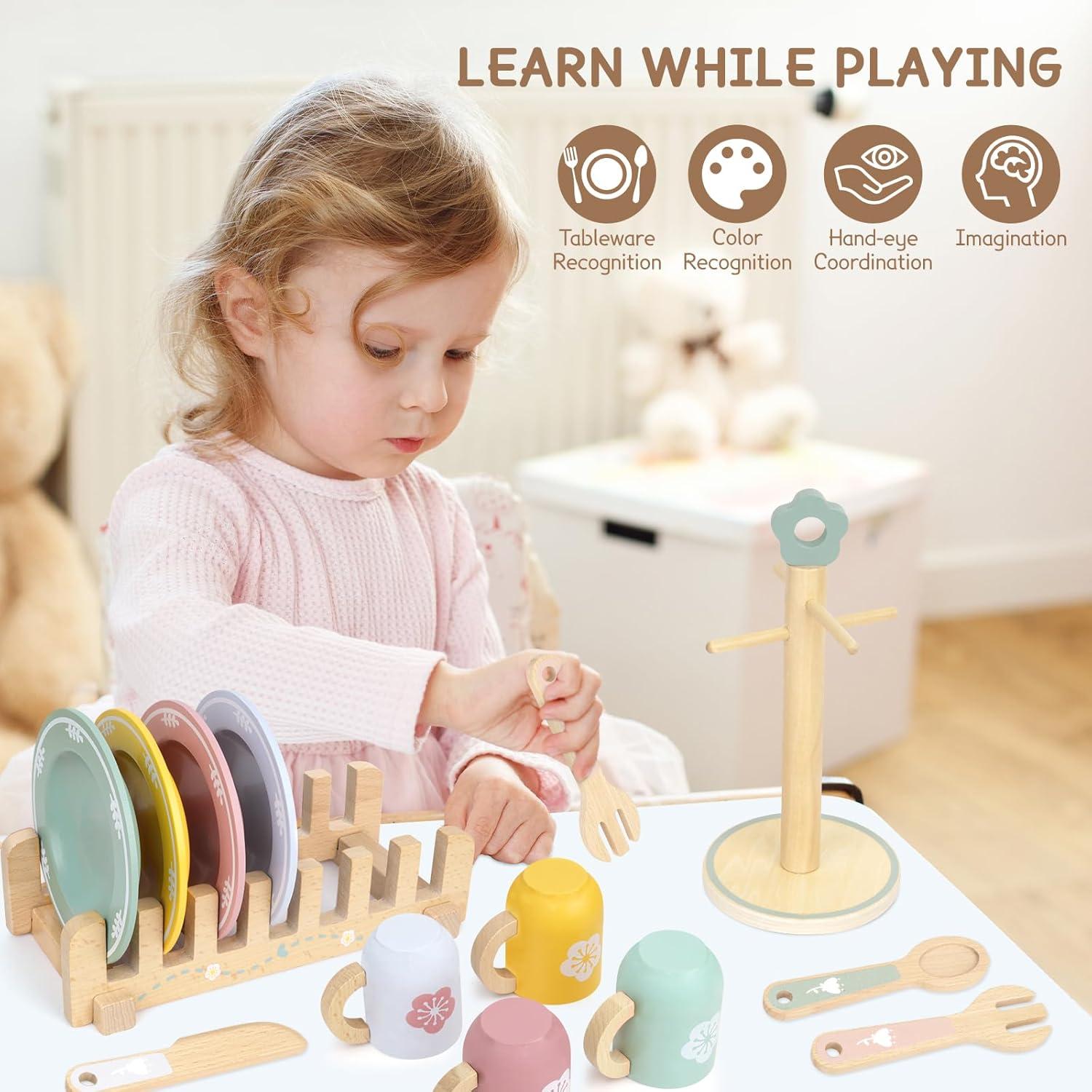 Juego de Cocina de Madera 20 Piezas para Niños - KABI-0177