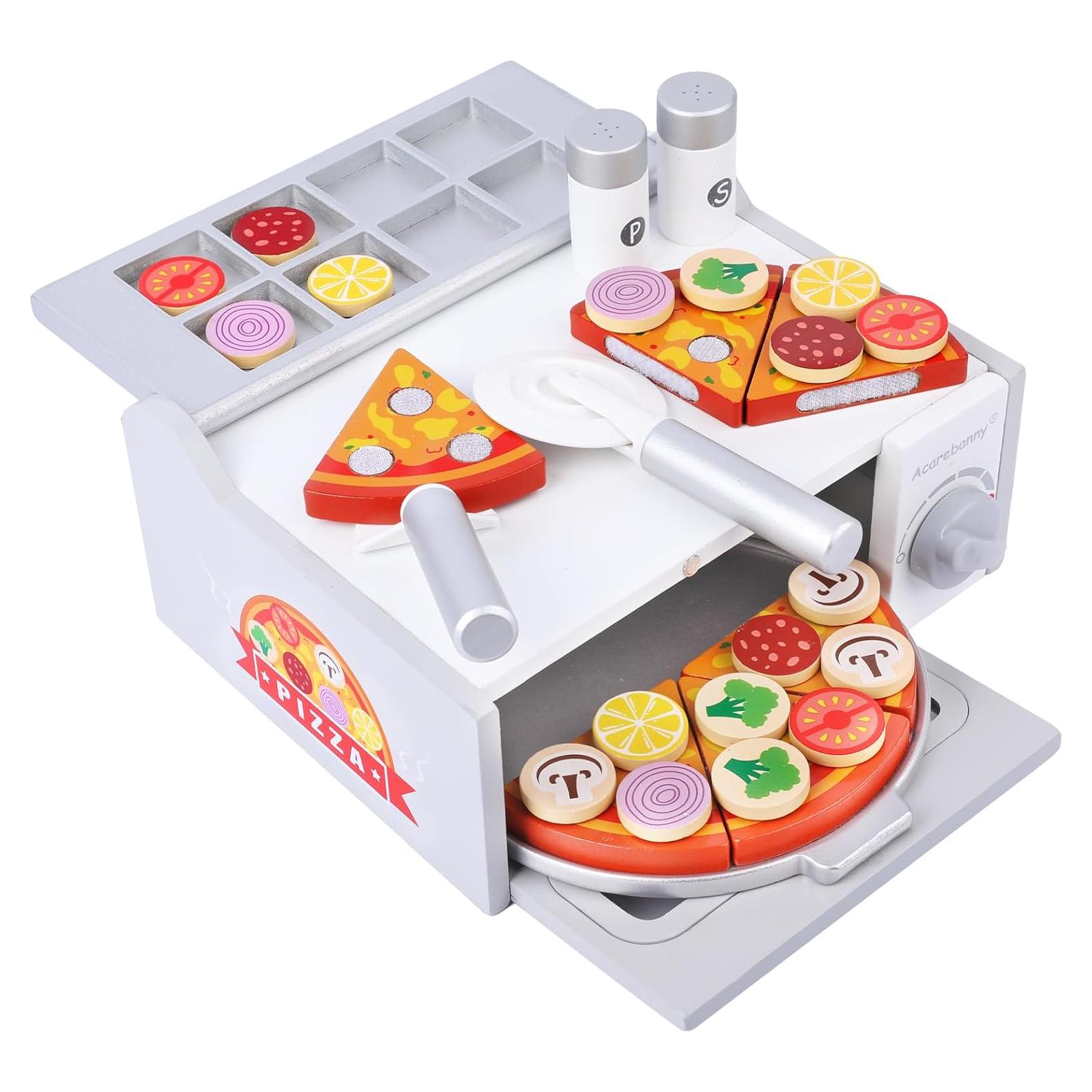 Set de Juguete de Pizza de Madera JugueteLand con Horno