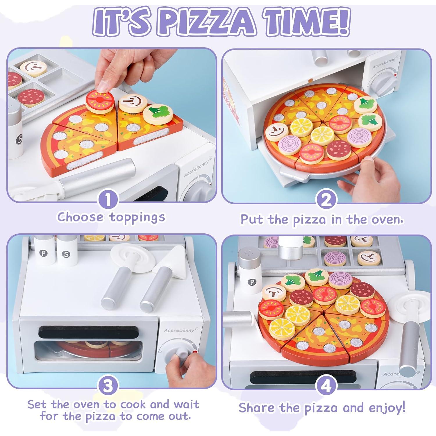 Set de Juguete de Pizza de Madera JugueteLand con Horno