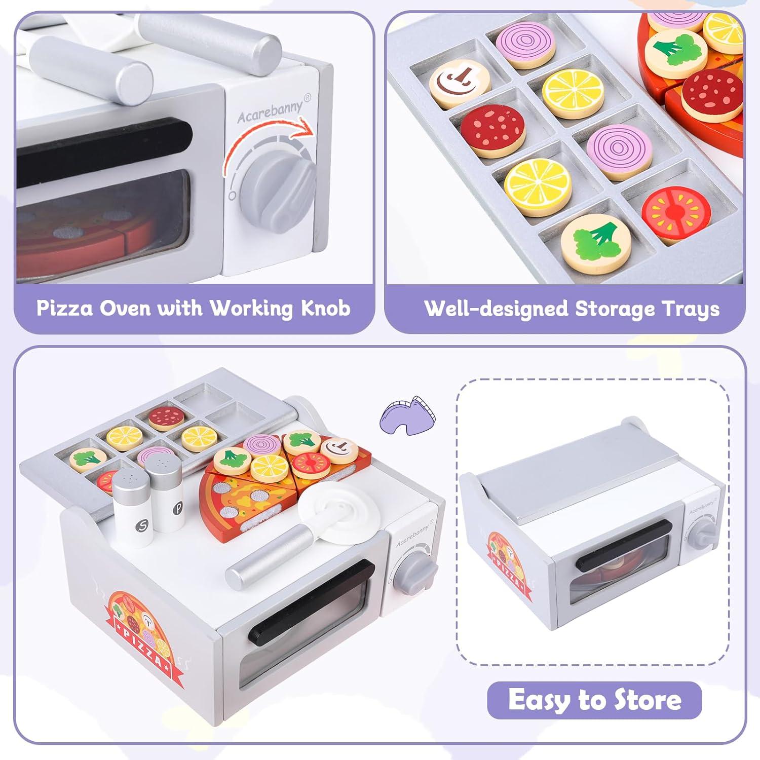 Set de Juguete de Pizza de Madera JugueteLand con Horno