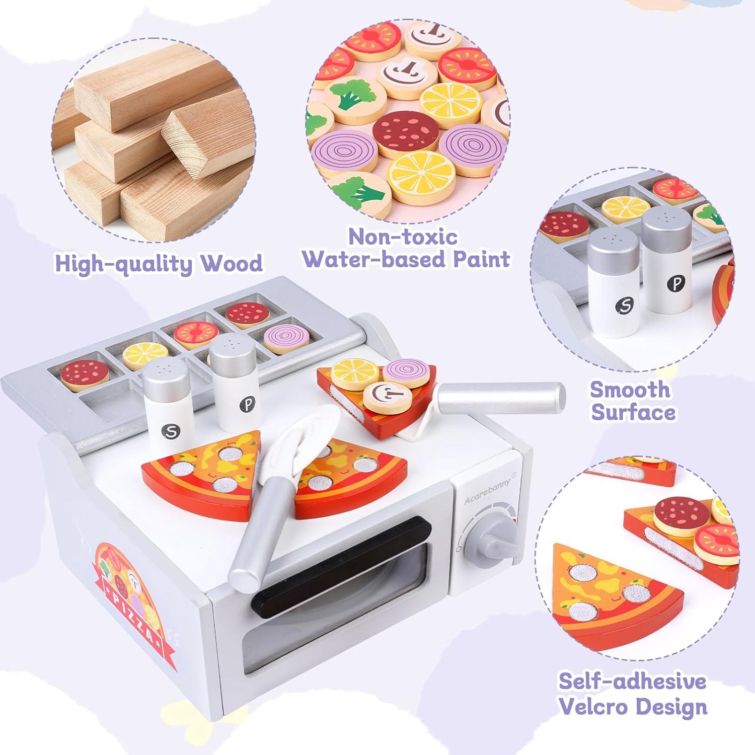 Set de Juguete de Pizza de Madera JugueteLand con Horno