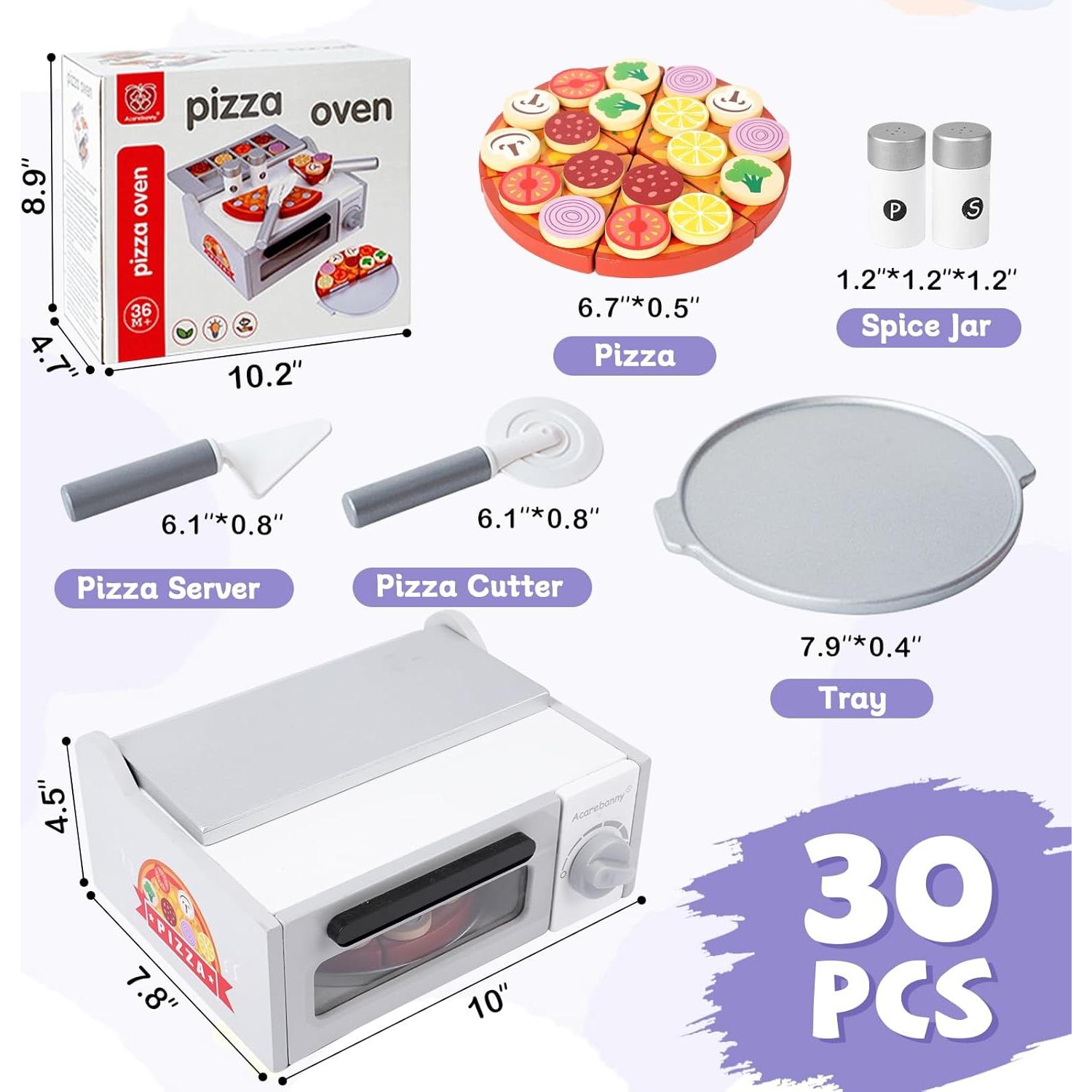 Set de Juguete de Pizza de Madera JugueteLand con Horno