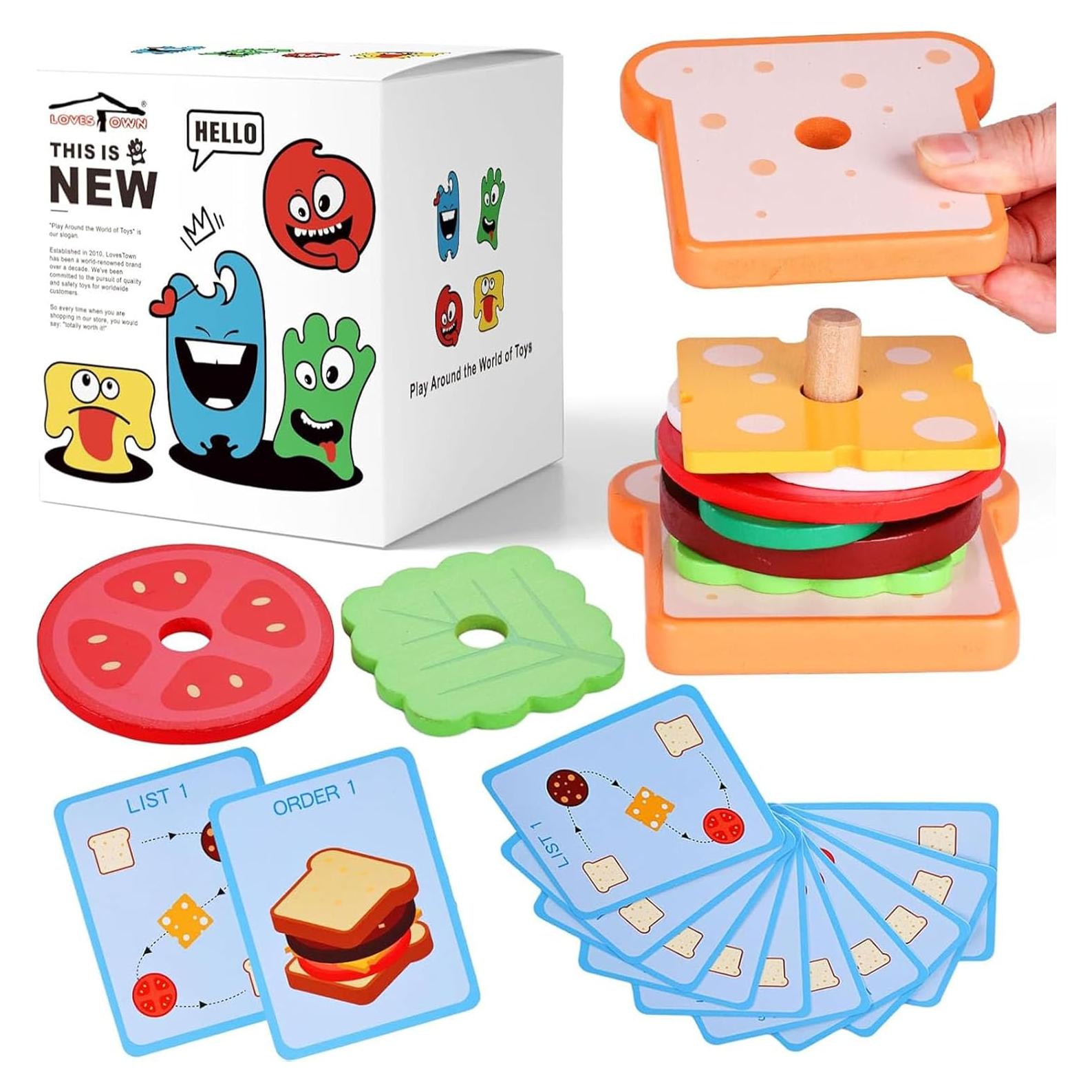 Juguete de Apilamiento de Sándwich de Madera LOVESTOWN