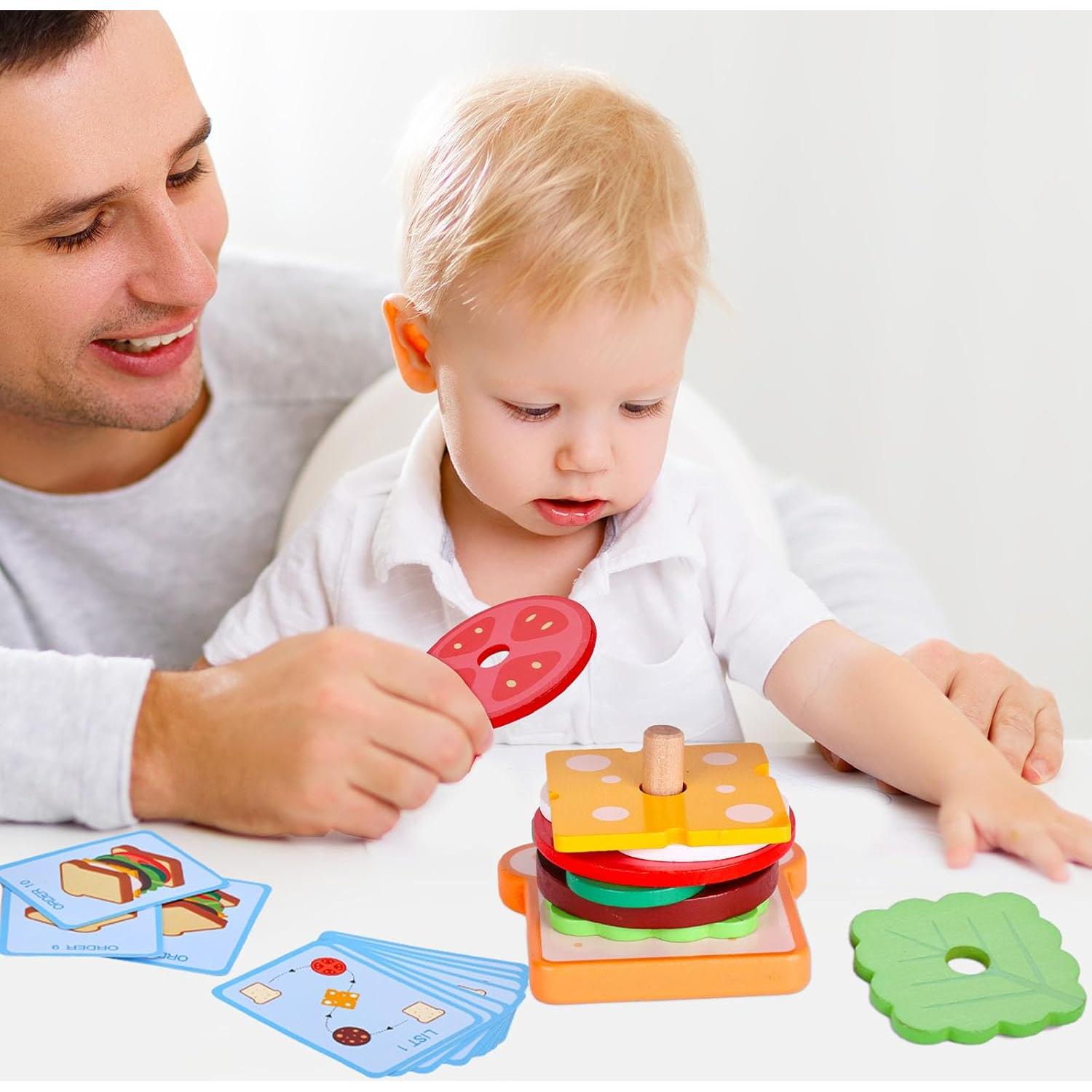 Juguete de Apilamiento de Sándwich de Madera LOVESTOWN