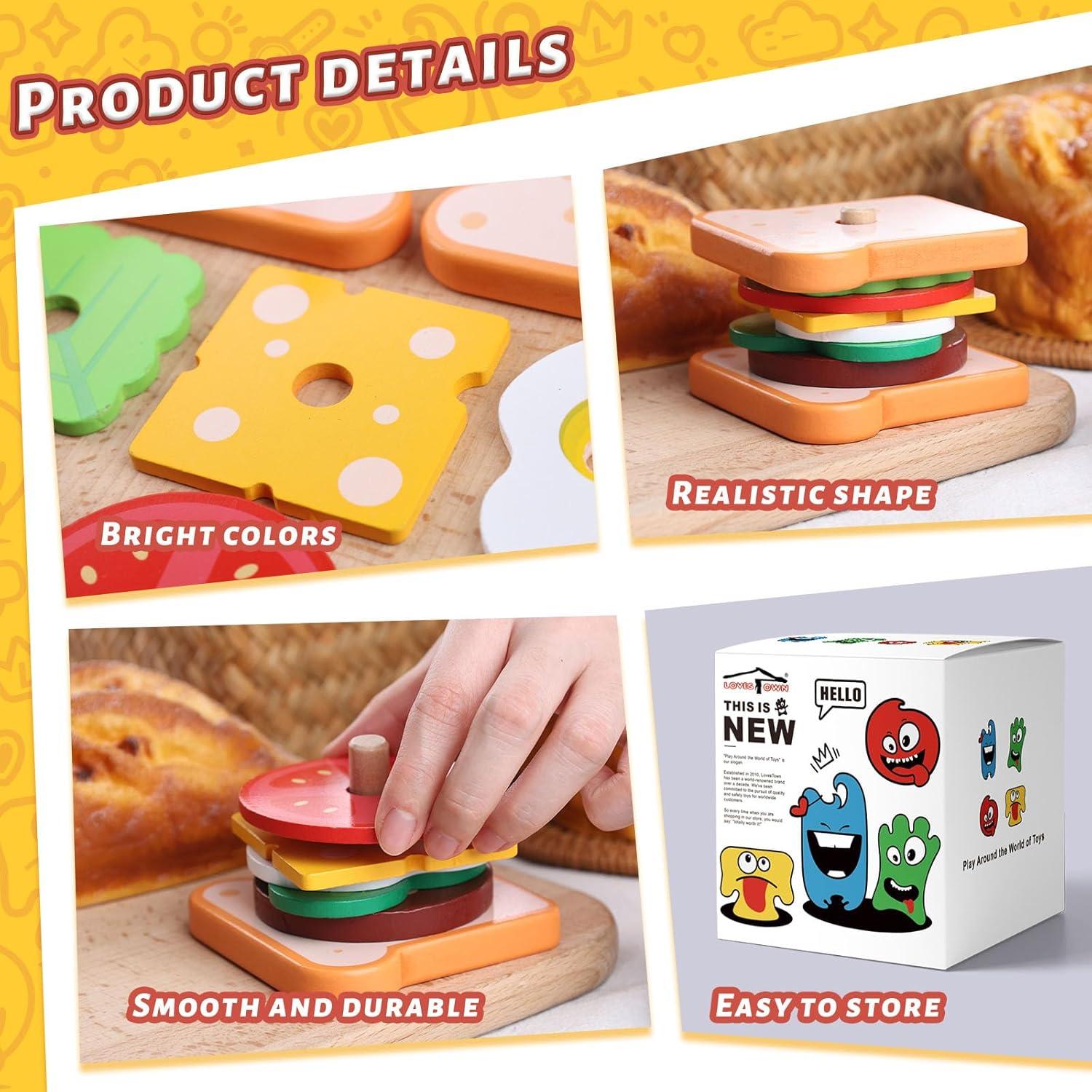 Juguete de Apilamiento de Sándwich de Madera LOVESTOWN
