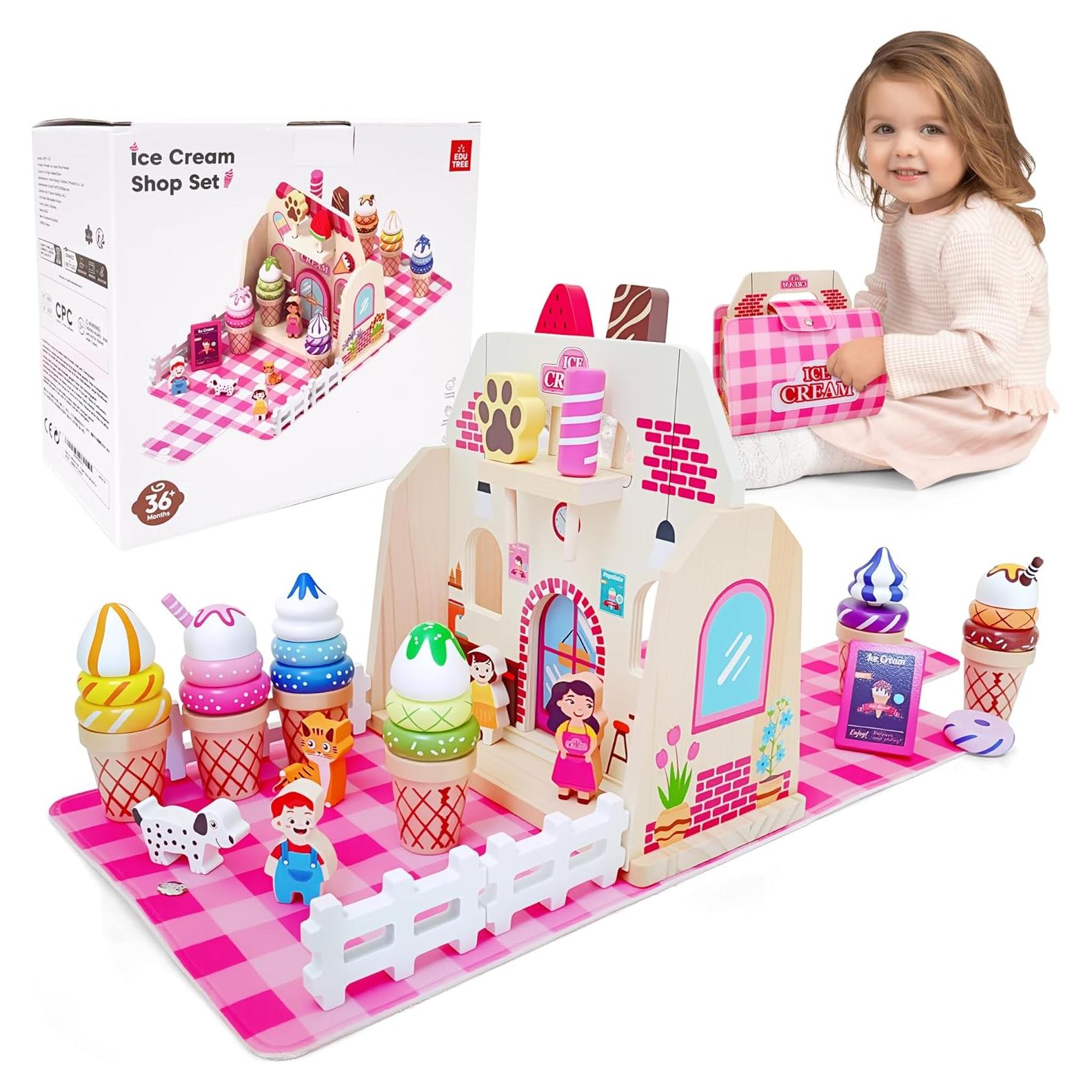 Juego de Heladería de Madera Genérico con 39 Piezas