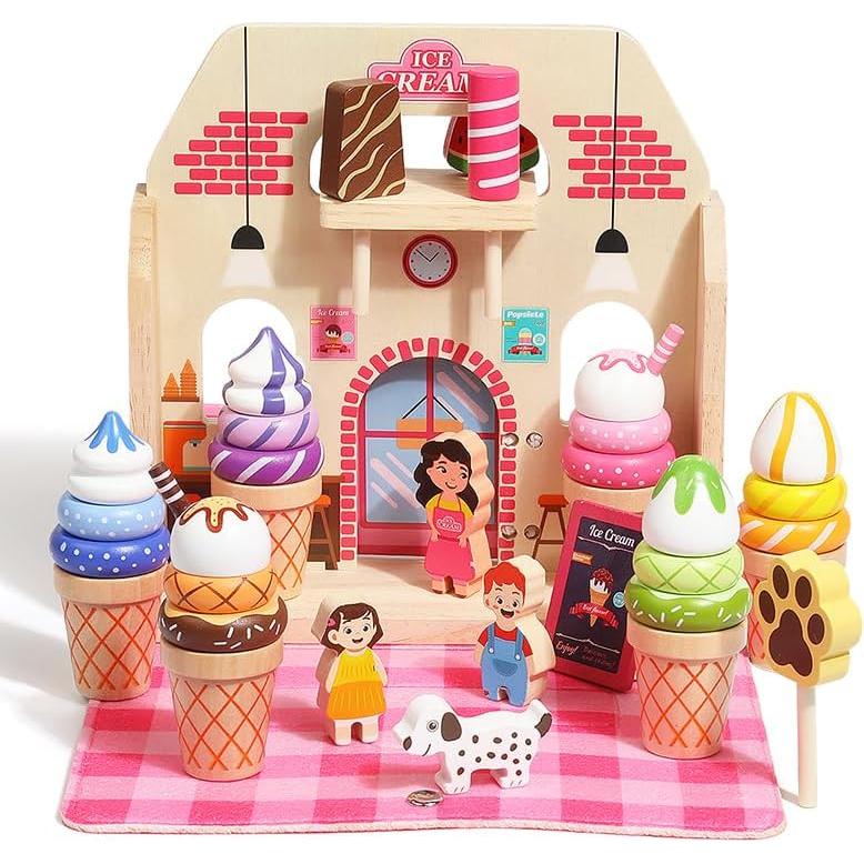 Juego de Heladería de Madera Genérico con 39 Piezas