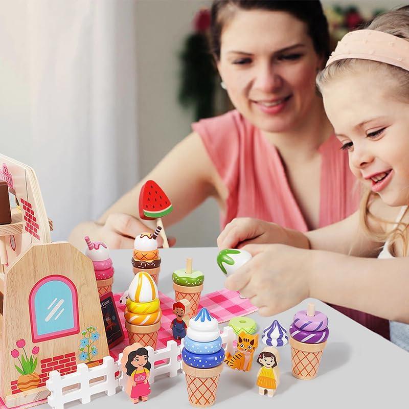 Juego de Heladería de Madera Genérico con 39 Piezas