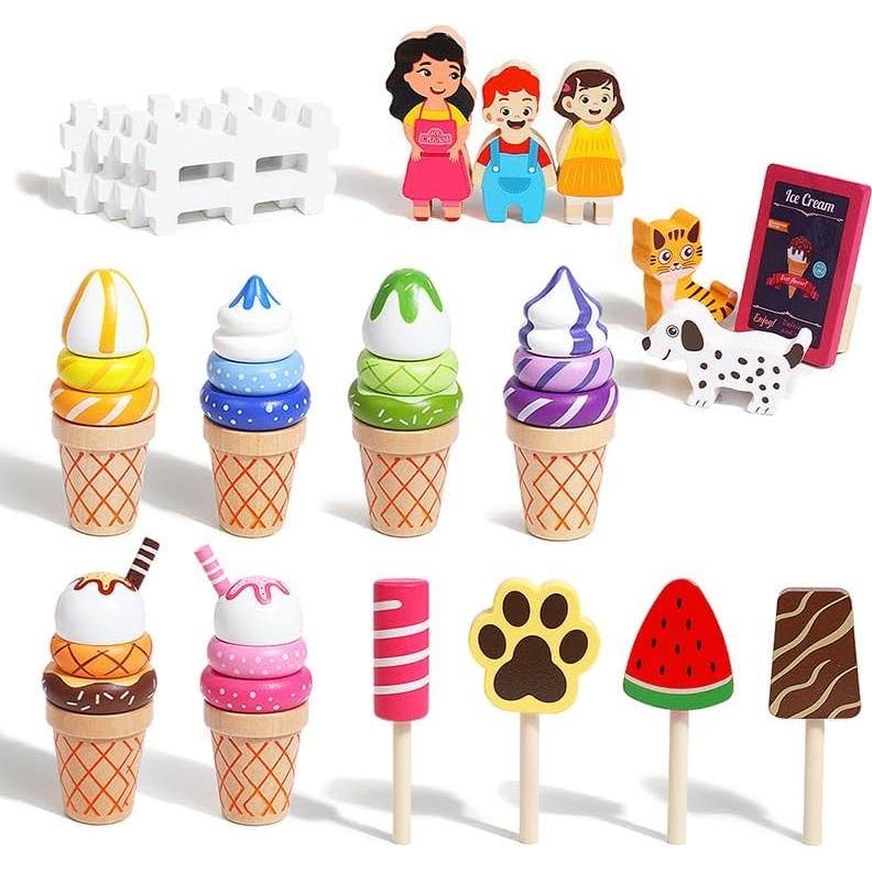Juego de Heladería de Madera Genérico con 39 Piezas