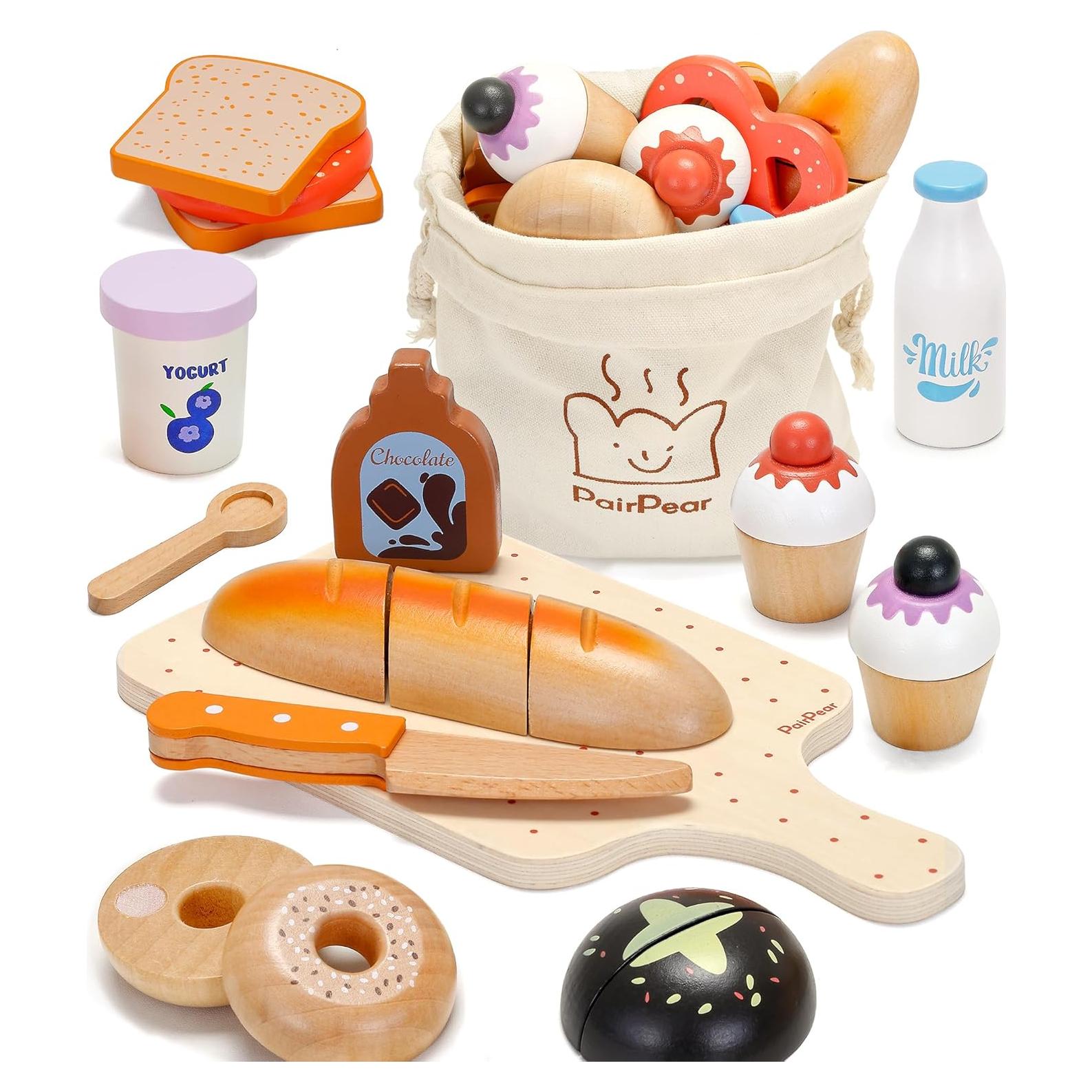 Juego de Comida de Panadería de Madera PairPear 22 Piezas