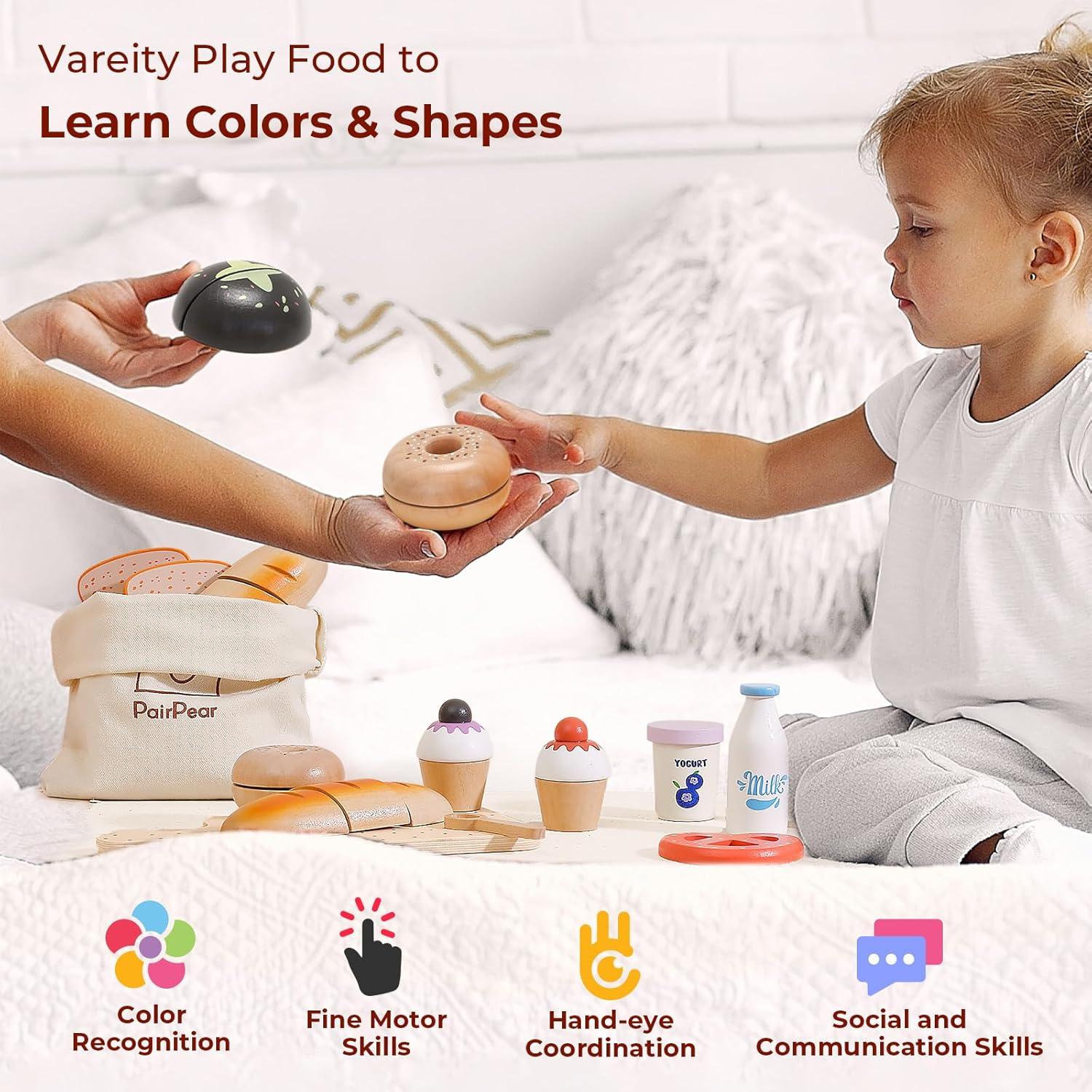 Juego de Comida de Panadería de Madera PairPear 22 Piezas