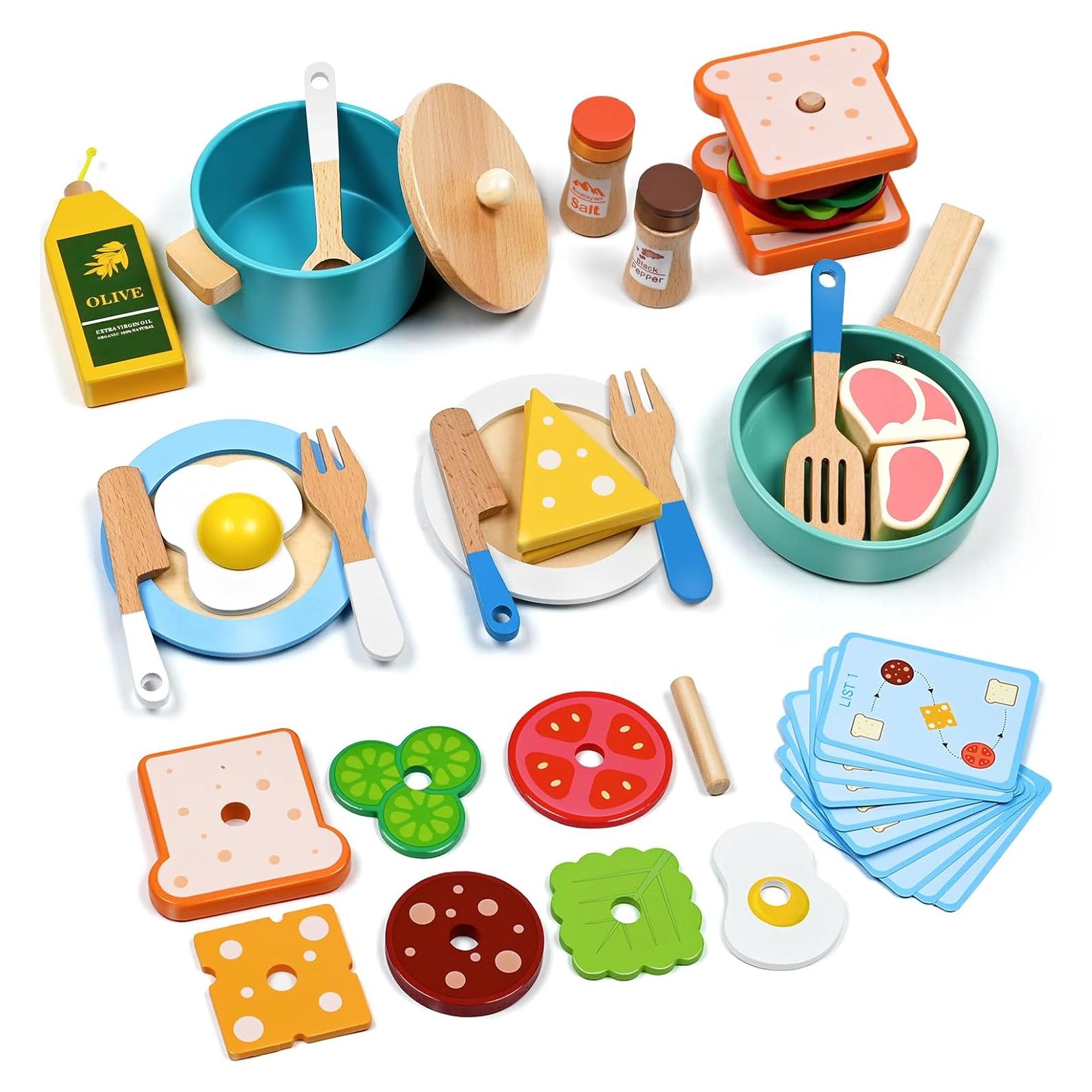 Set de Cocina de Madera 35 PCS HAIMST para Niños 1-12 Años