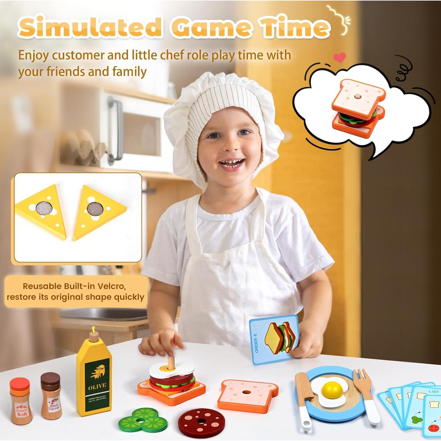 Set de Cocina de Madera 35 PCS HAIMST para Niños 1-12 Años