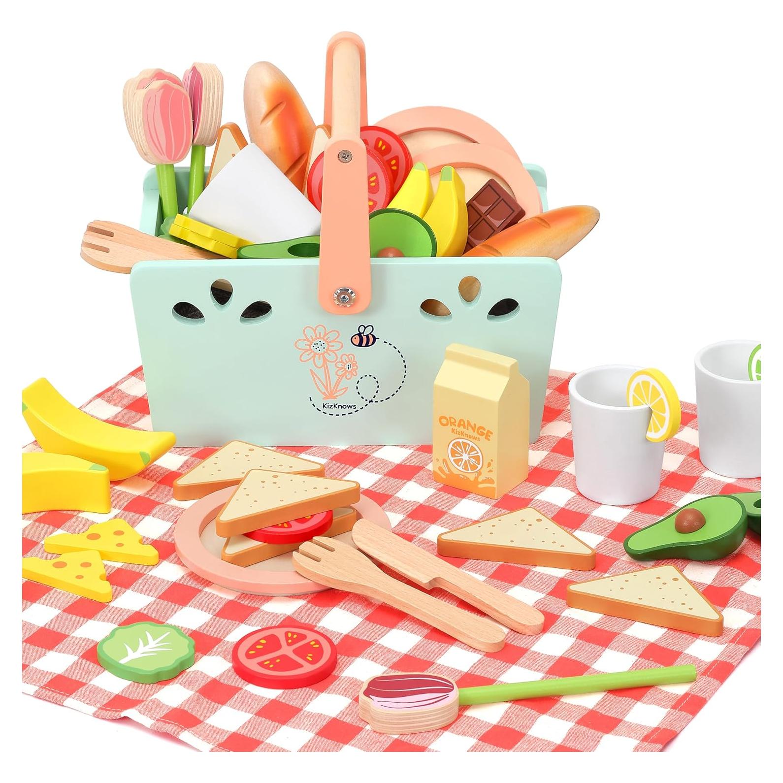 Juego de Picnic de Madera KizKnows 31 Piezas para Niños 3+