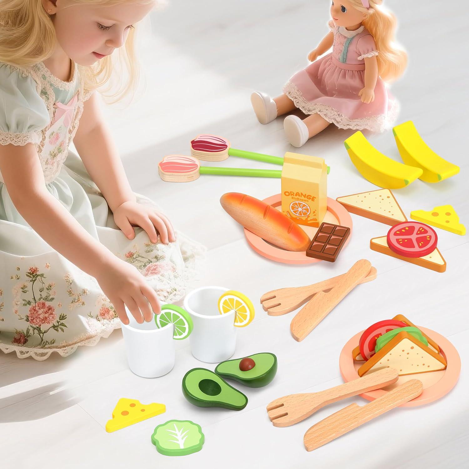 Juego de Picnic de Madera KizKnows 31 Piezas para Niños 3+