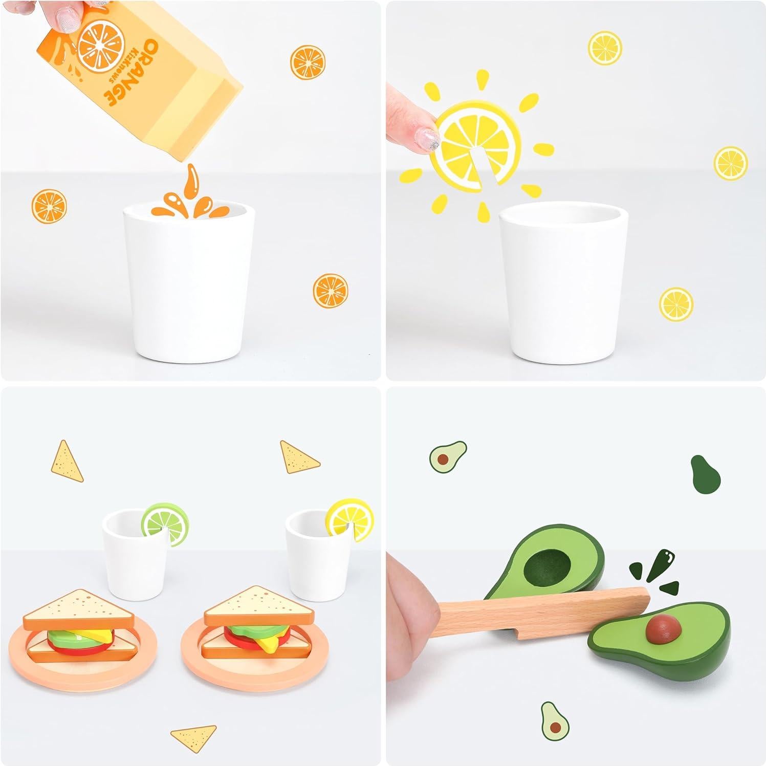 Juego de Picnic de Madera KizKnows 31 Piezas para Niños 3+