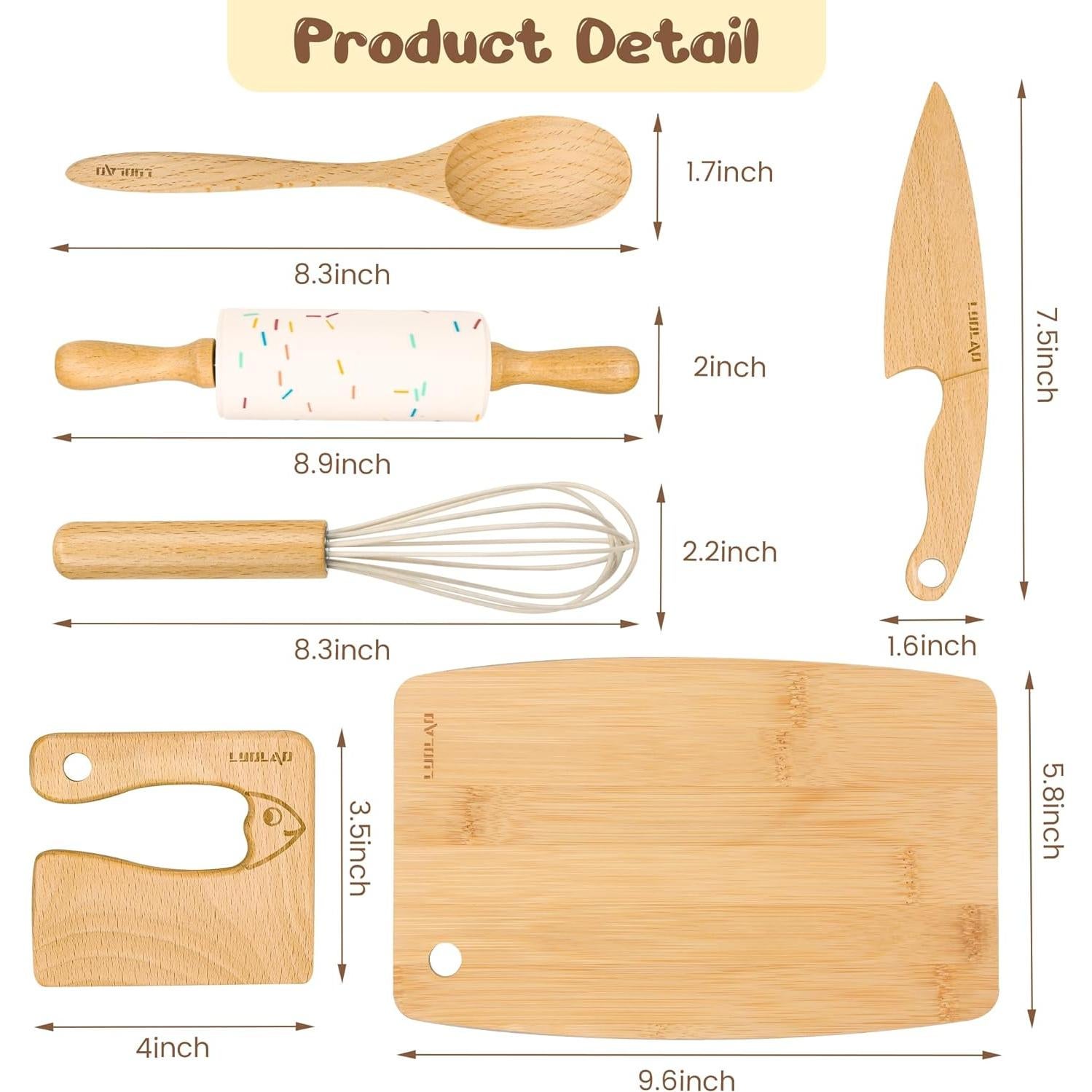 Set de Cocina Montessori para Niños - 6 Piezas de Madera