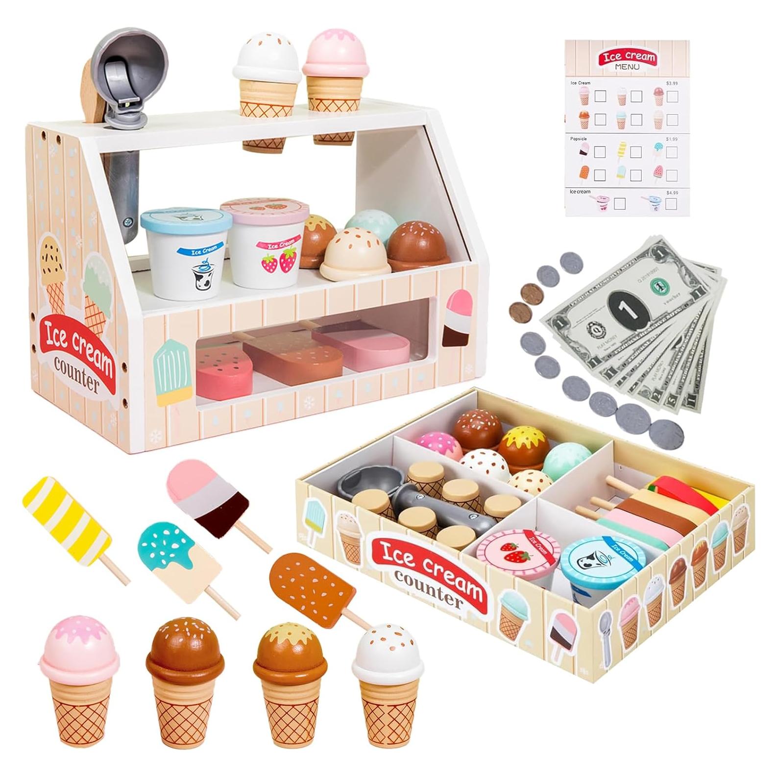 Juego de Cocina de Helados de Madera Dobiler - 10.16x7.62cm