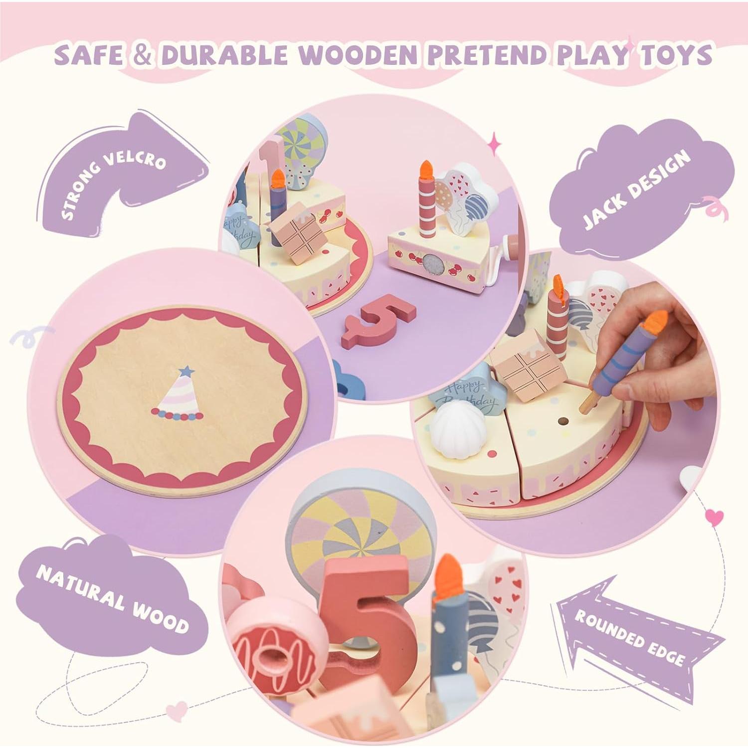 Juguete de Pastel de Cumpleaños de Madera Masonbaby 18.8cm