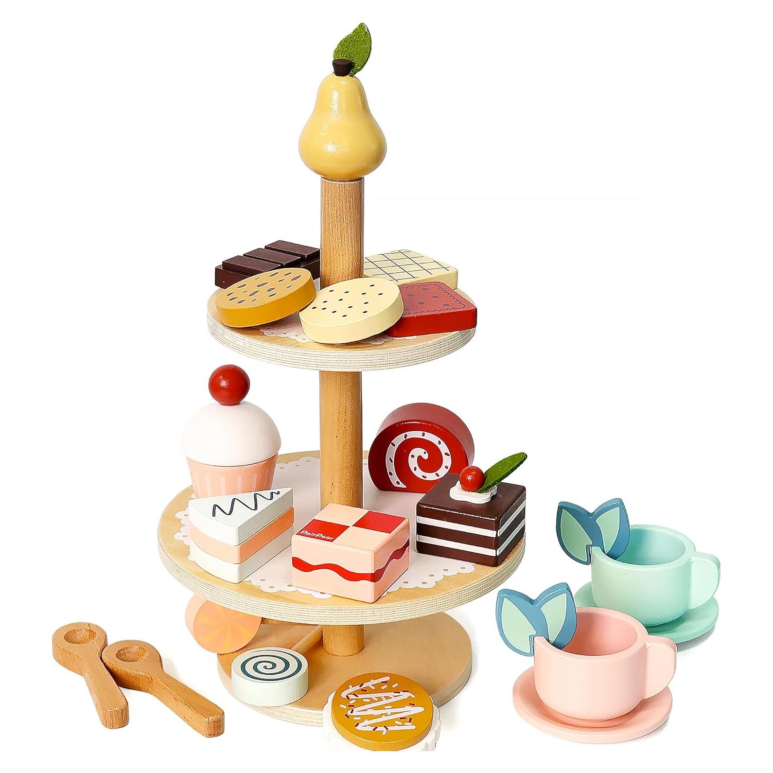 Juego de Té de Madera PairPear - Fiesta de Postres 23 Piezas