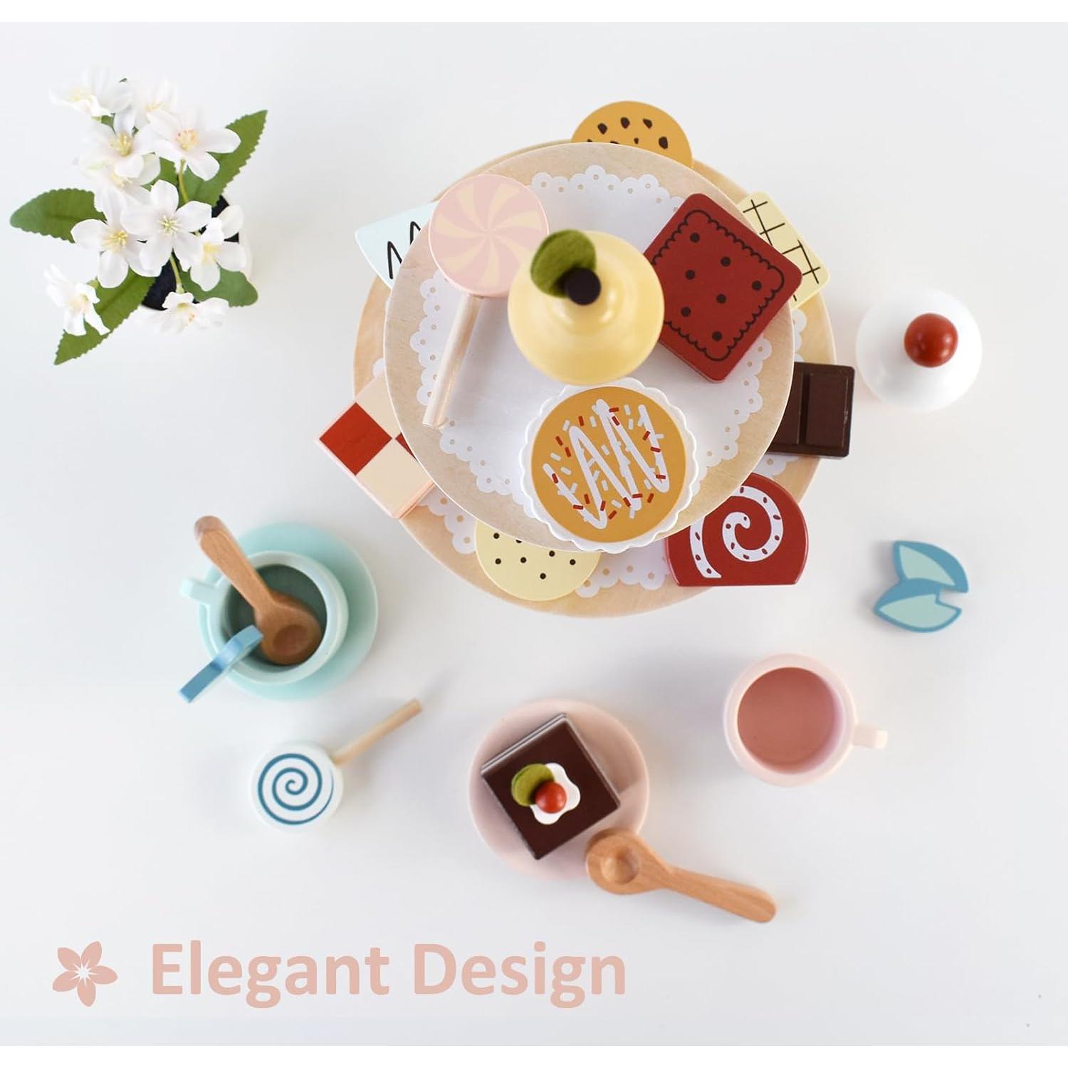 Juego de Té de Madera PairPear - Fiesta de Postres 23 Piezas