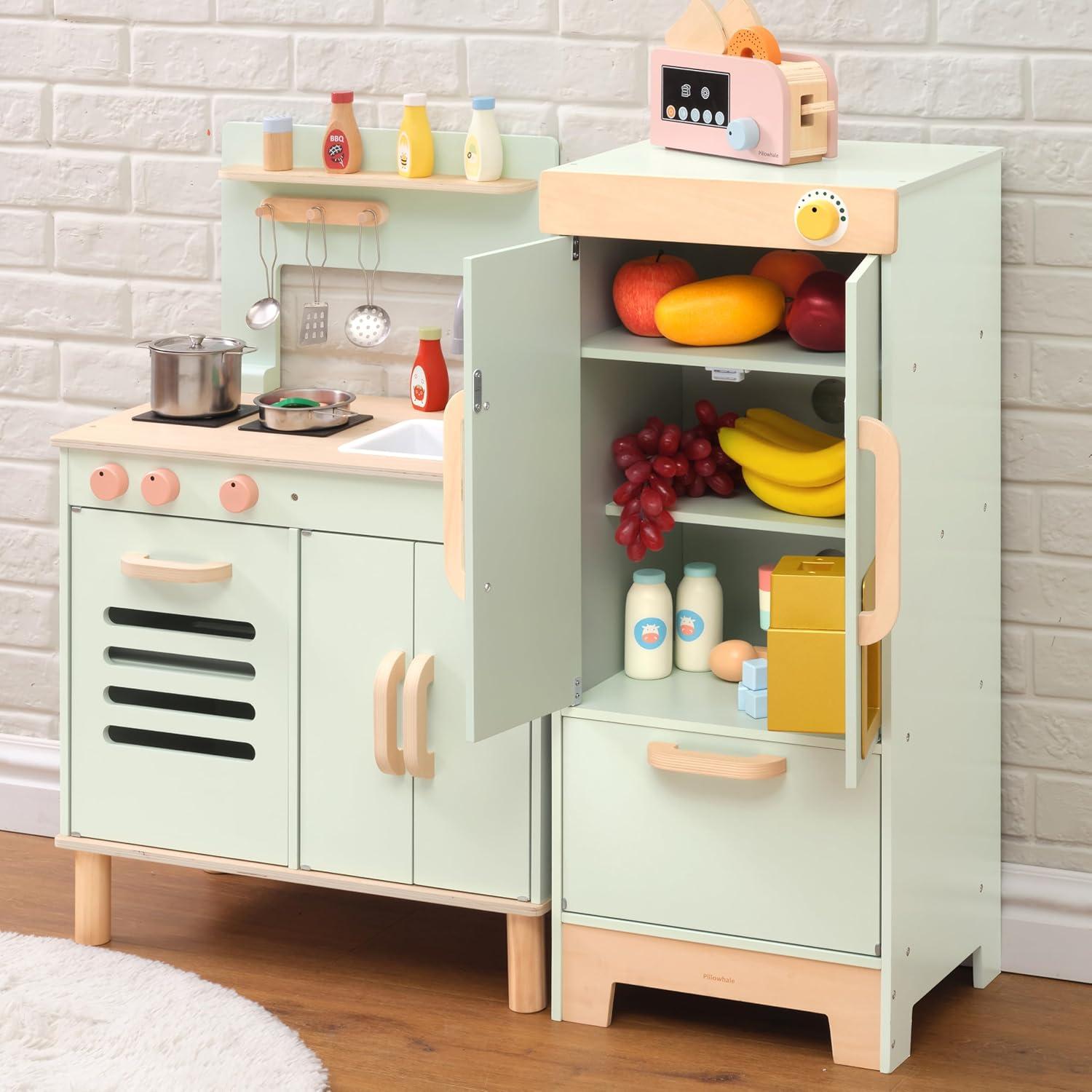 Refrigerador de Juguete de Madera Pillowhale Verde Menta 81.9 cm