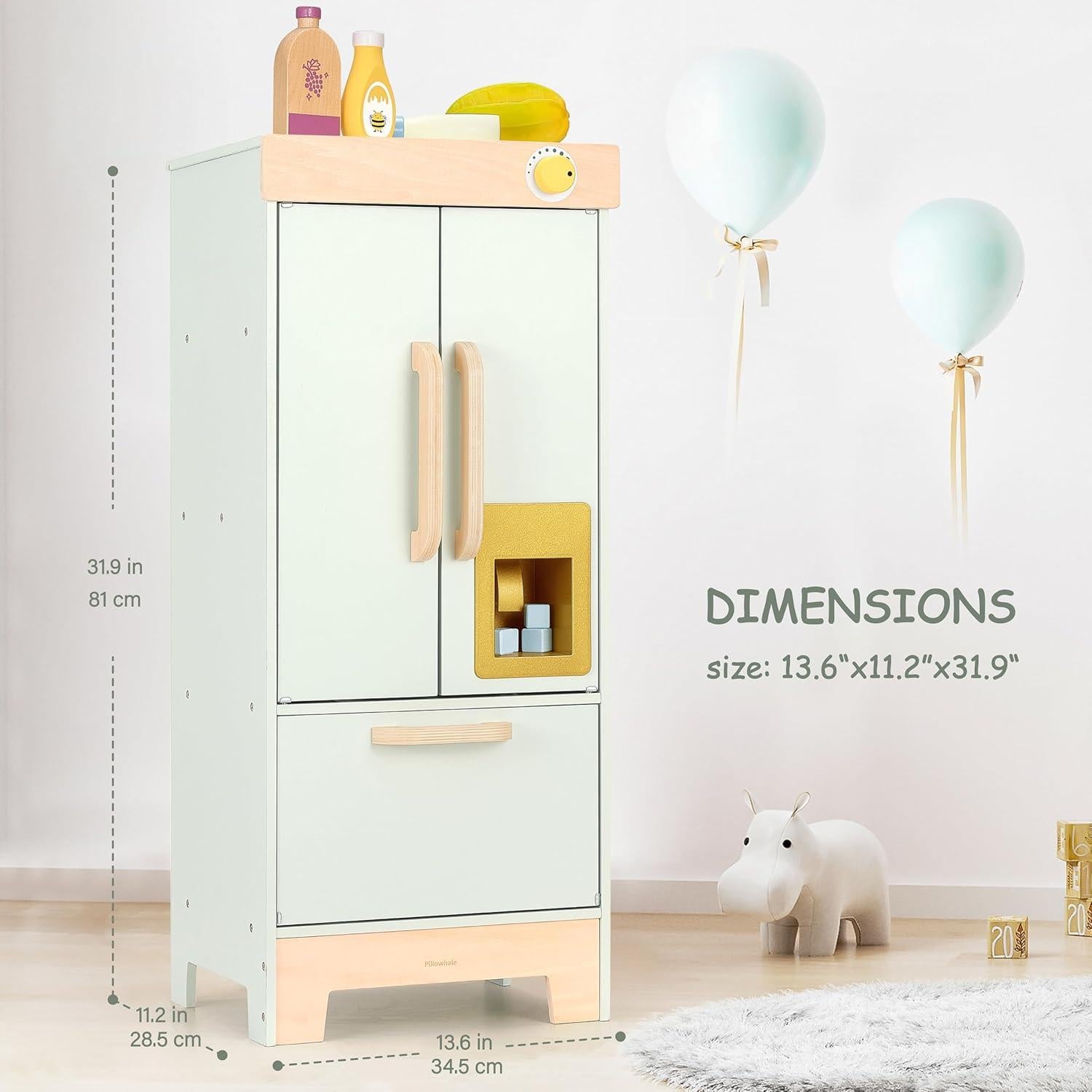 Refrigerador de Juguete de Madera Pillowhale Verde Menta 81.9 cm
