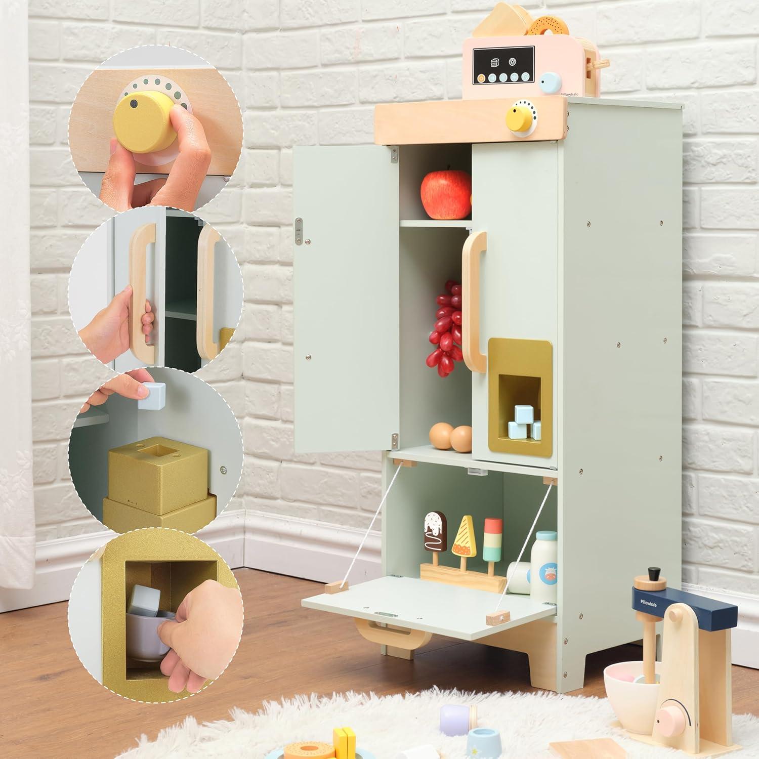 Refrigerador de Juguete de Madera Pillowhale Verde Menta 81.9 cm