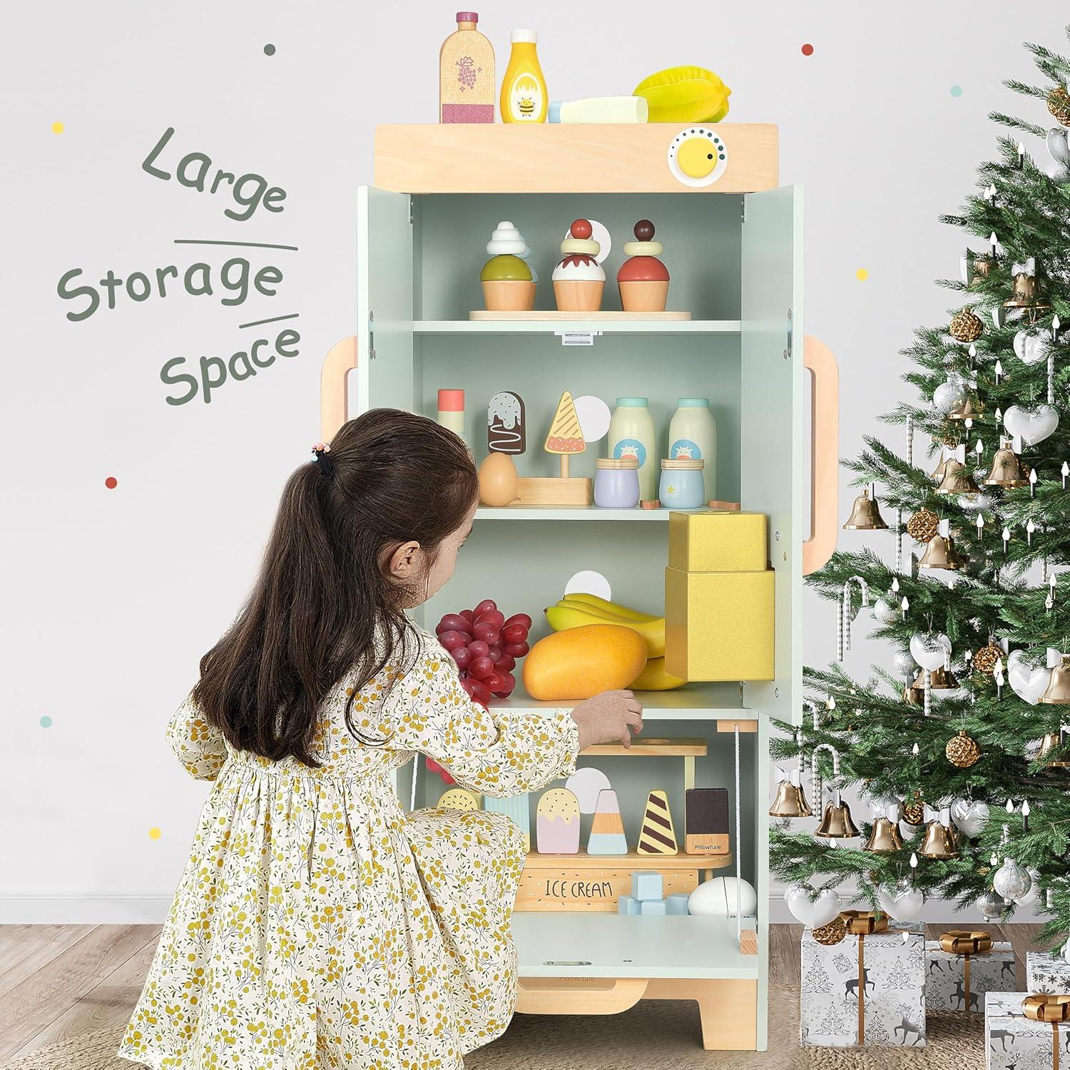 Refrigerador de Juguete de Madera Pillowhale Verde Menta 81.9 cm