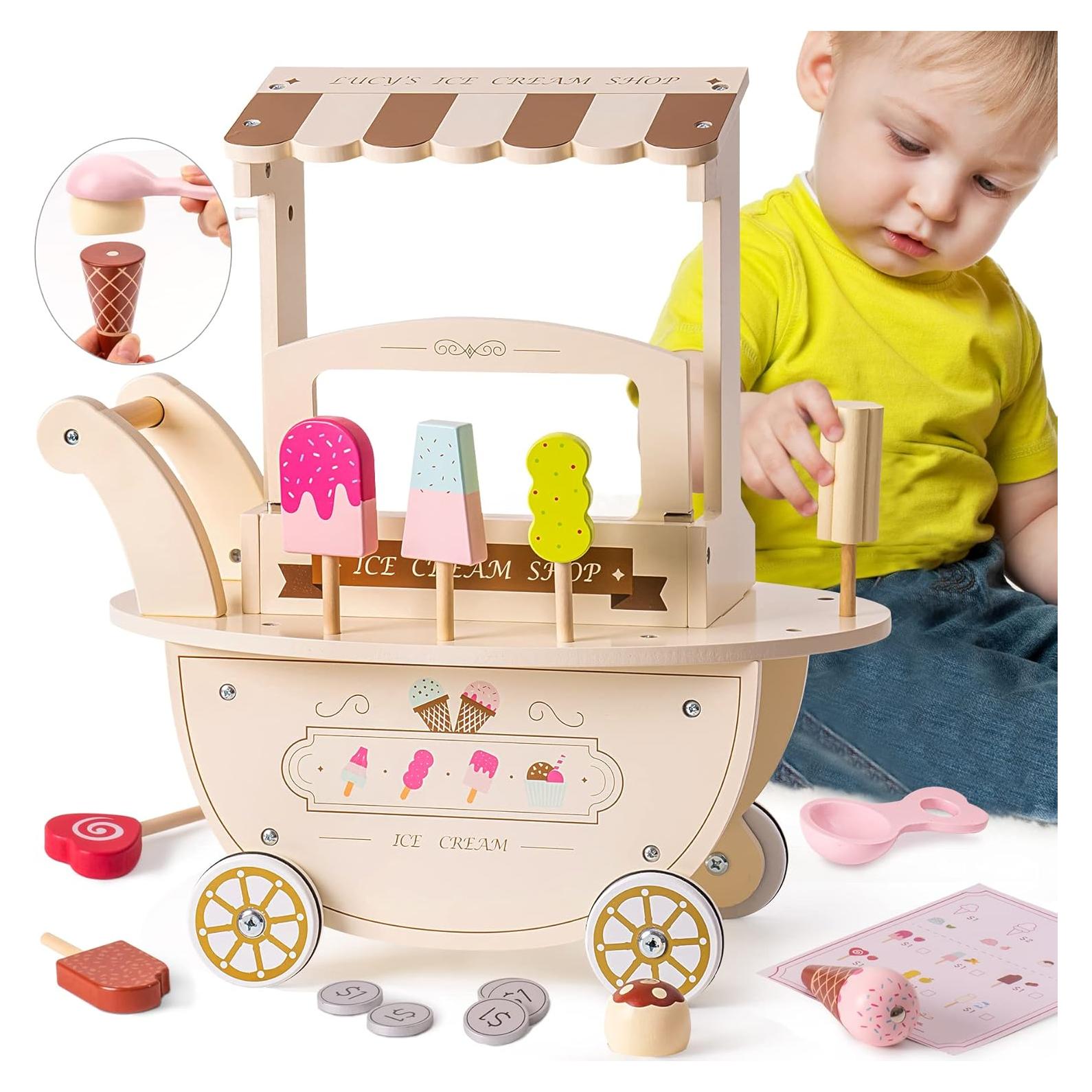 Carrito de Helados de Madera ROBOTIME para Niños 3+