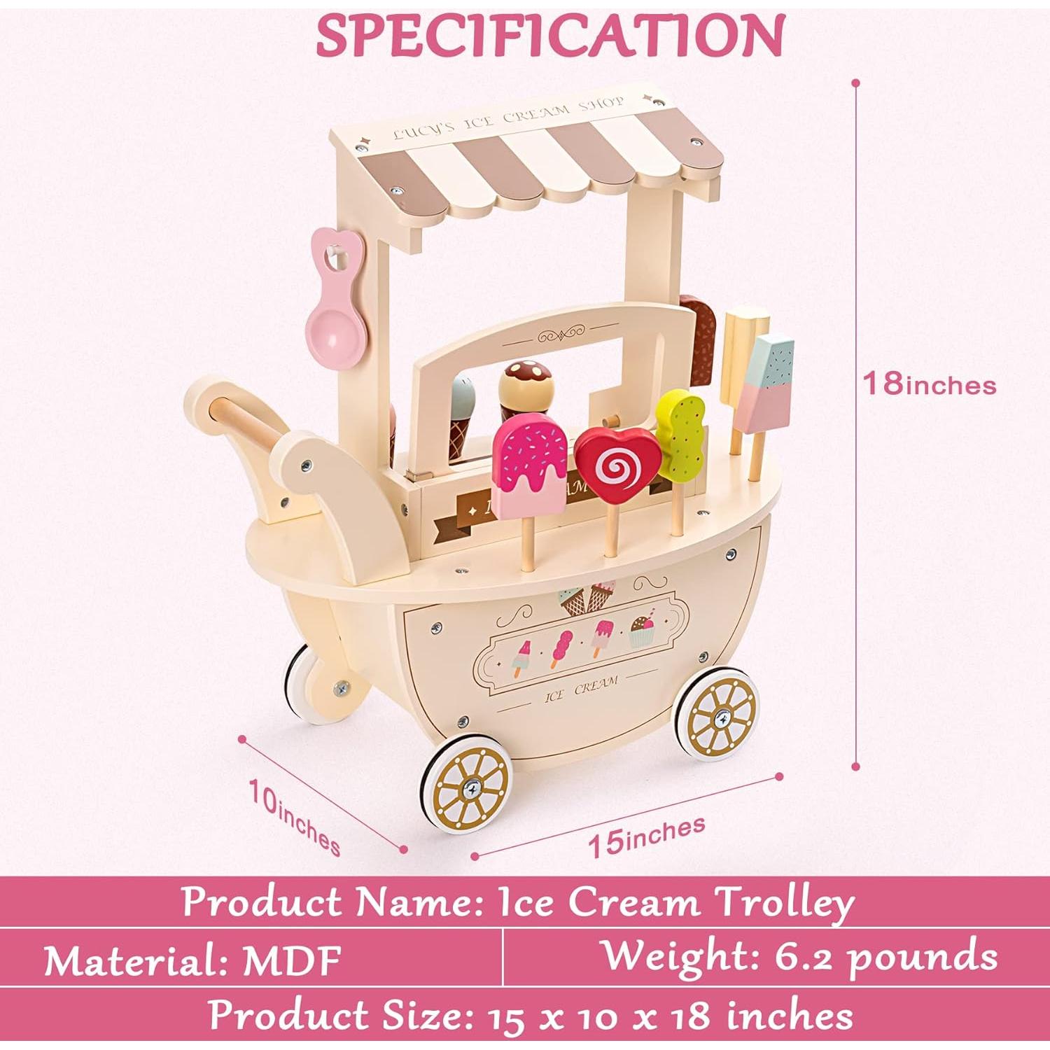 Carrito de Helados de Madera ROBOTIME para Niños 3+