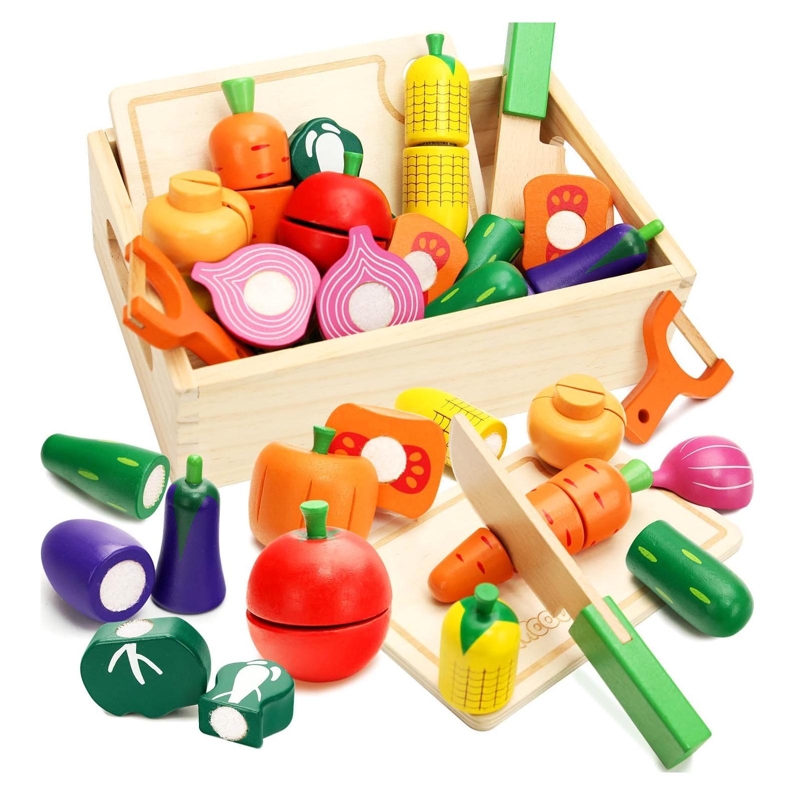 Juego de Comida de Madera para Niños HOTMOODSY 24.5x16 cm