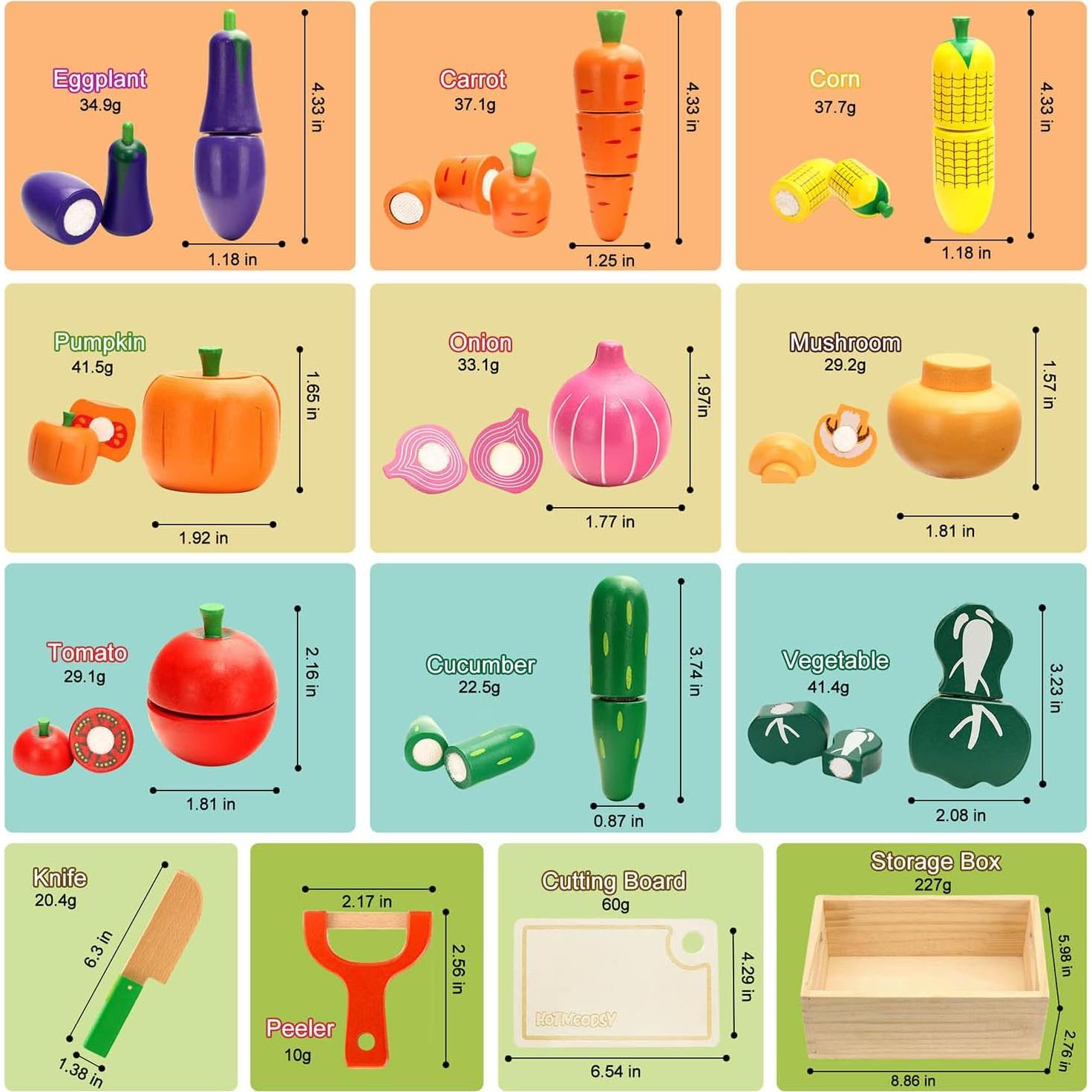 Juego de Comida de Madera para Niños HOTMOODSY 24.5x16 cm