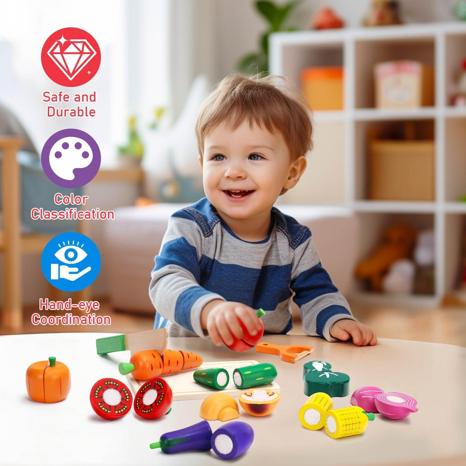 Juego de Comida de Madera para Niños HOTMOODSY 24.5x16 cm