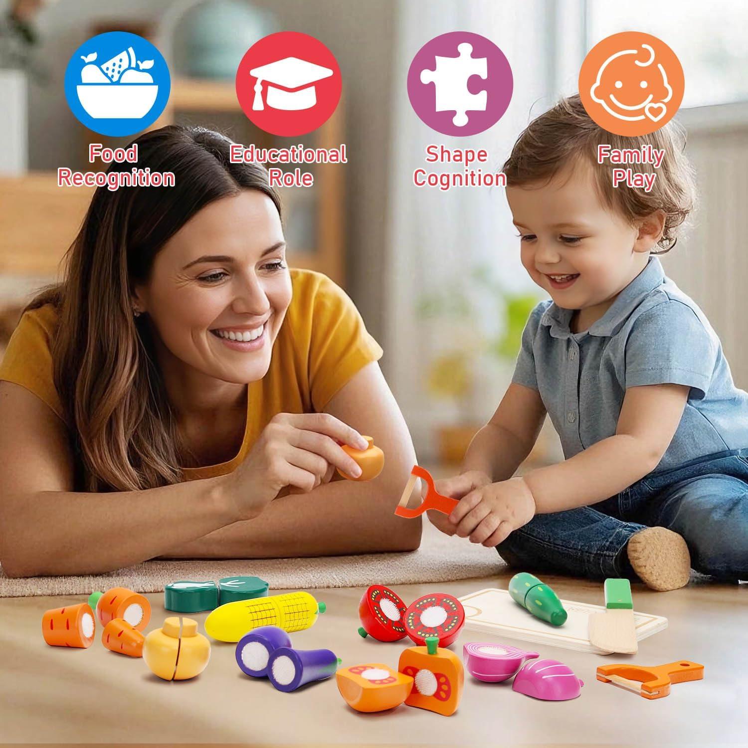 Juego de Comida de Madera para Niños HOTMOODSY 24.5x16 cm