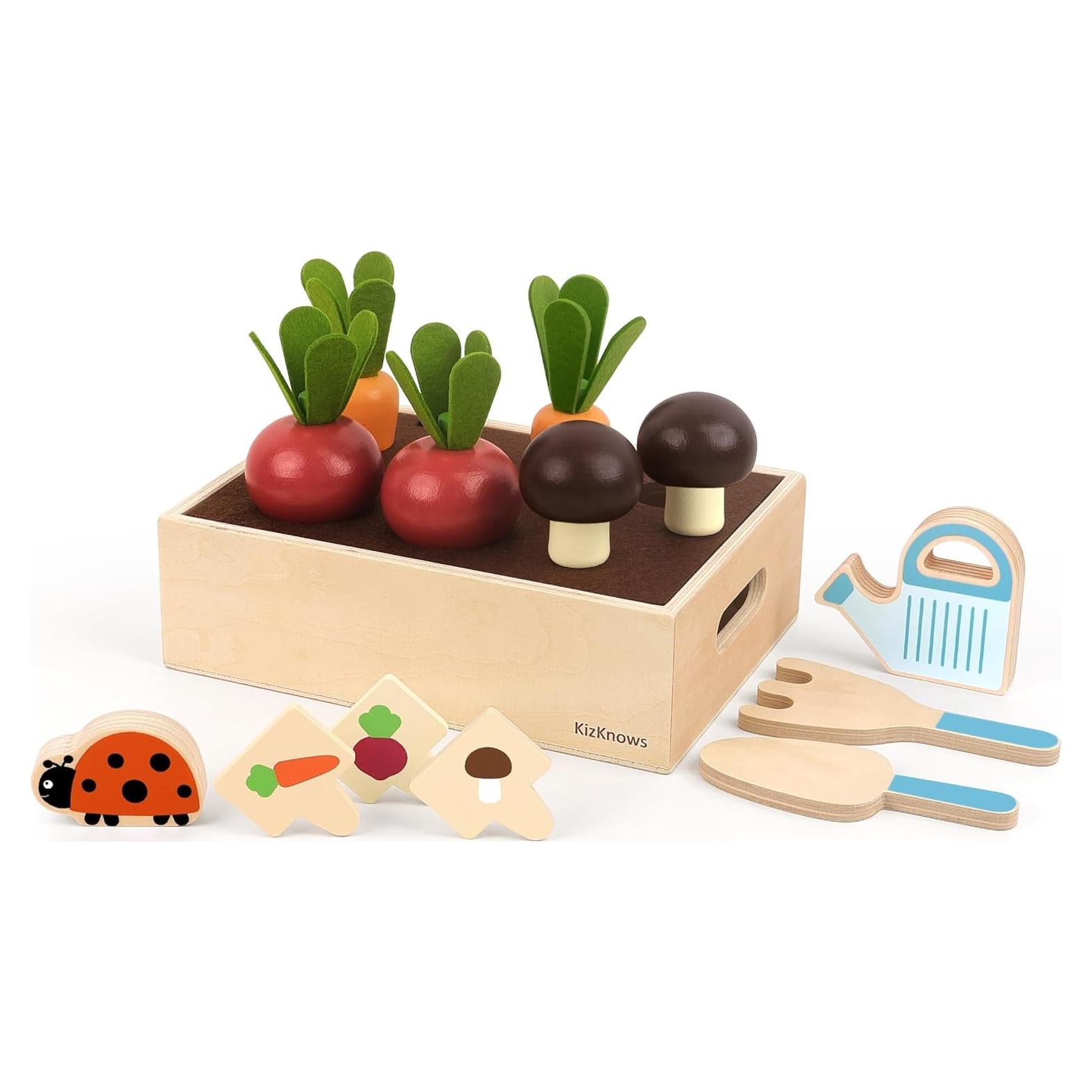 Juego de Jardinería de Madera KizKnows - 16 Piezas para Niños 3+