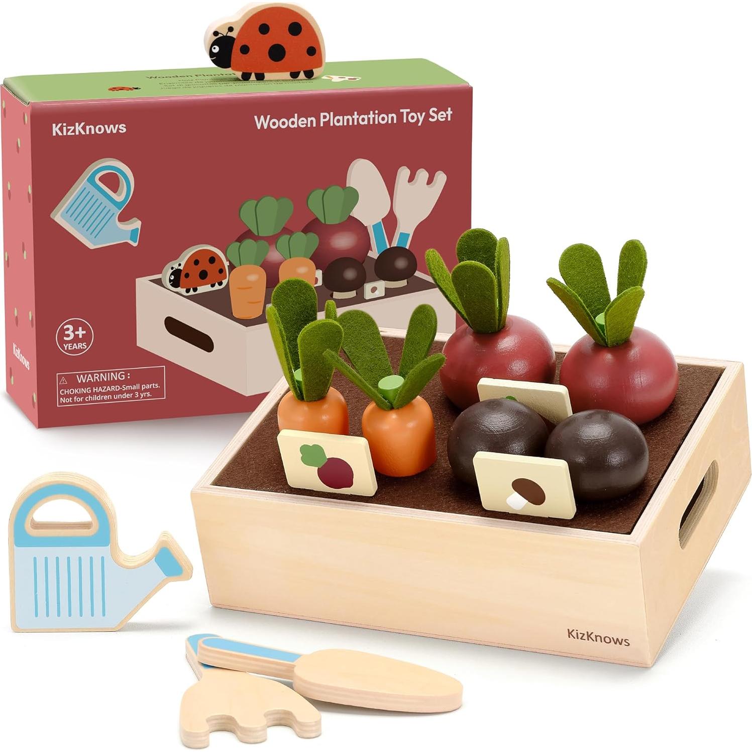 Juego de Jardinería de Madera KizKnows - 16 Piezas para Niños 3+