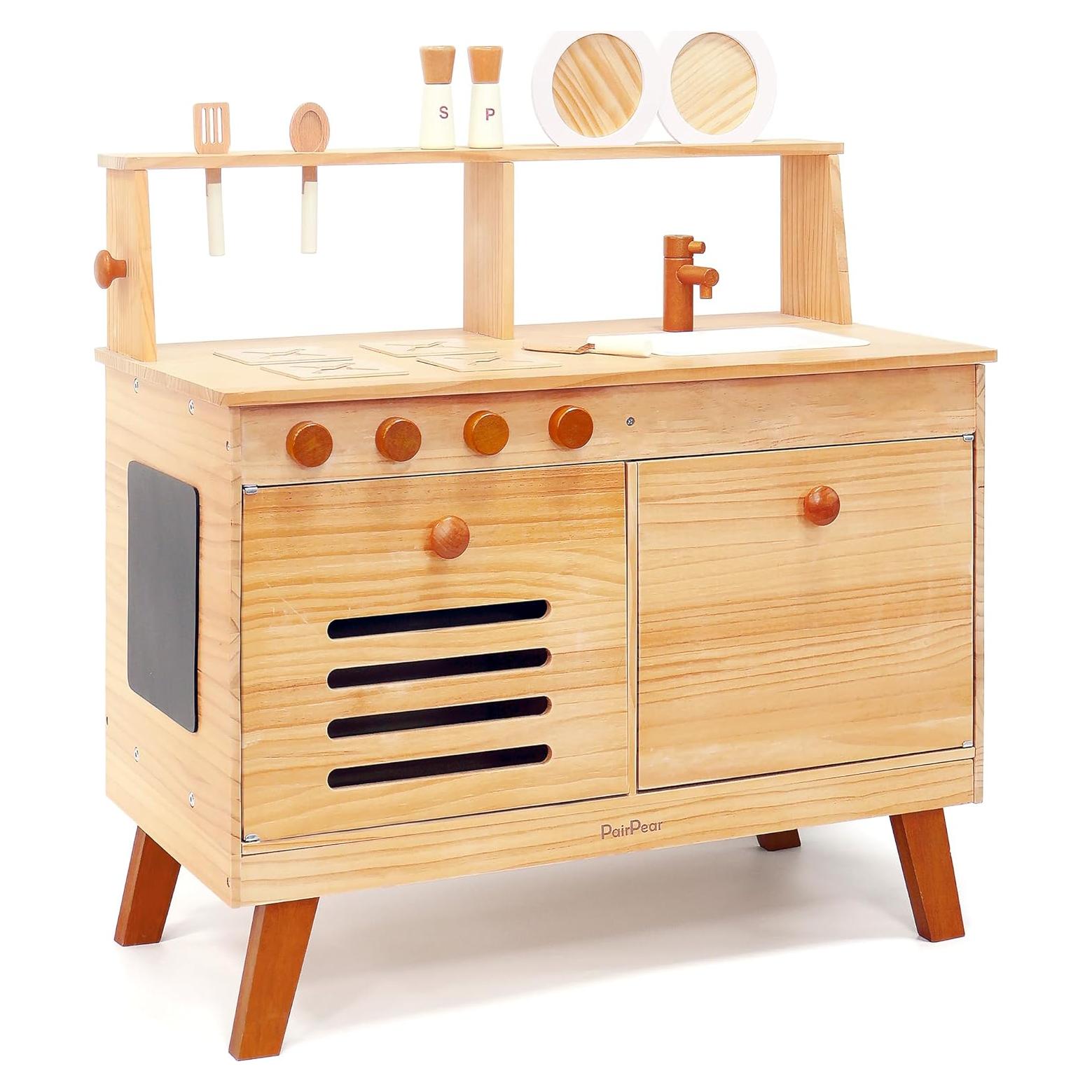 Conjunto de Cocina de Madera PairPear 2 en 1 con Estante y Pizarra
