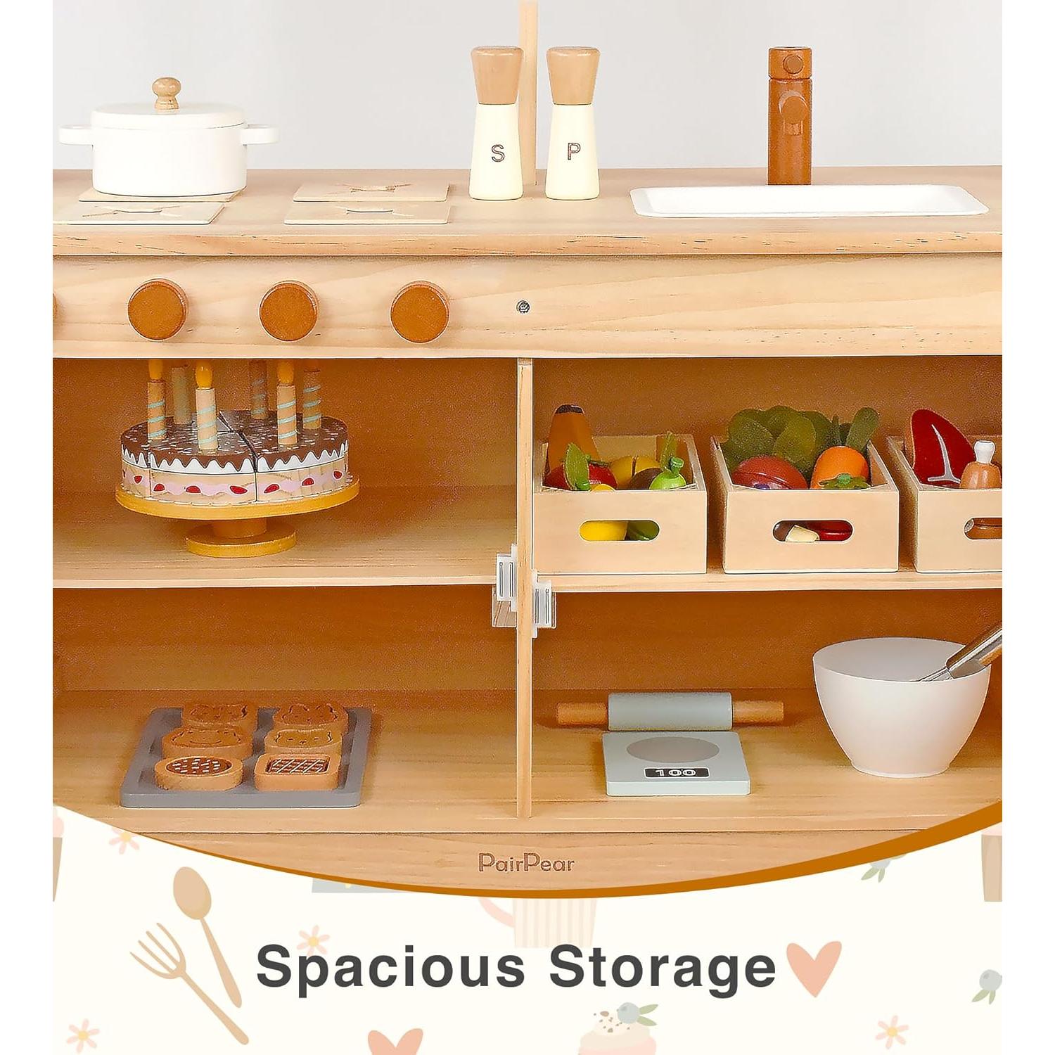 Conjunto de Cocina de Madera PairPear 2 en 1 con Estante y Pizarra