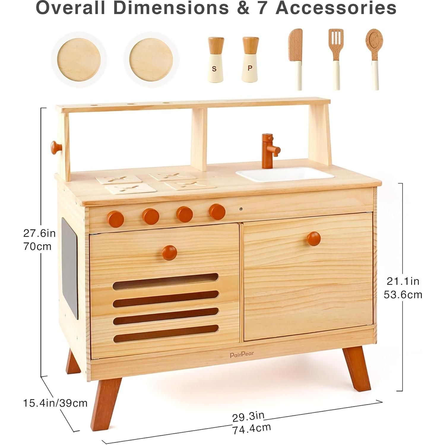 Conjunto de Cocina de Madera PairPear 2 en 1 con Estante y Pizarra