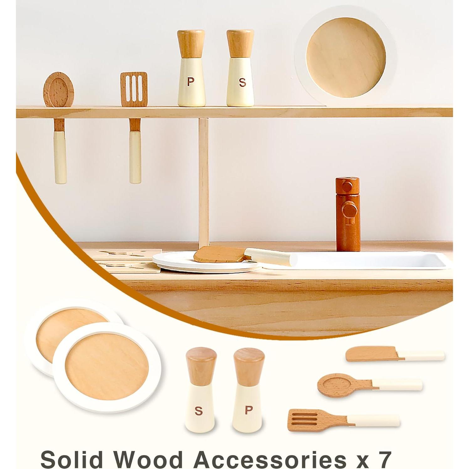 Conjunto de Cocina de Madera PairPear 2 en 1 con Estante y Pizarra