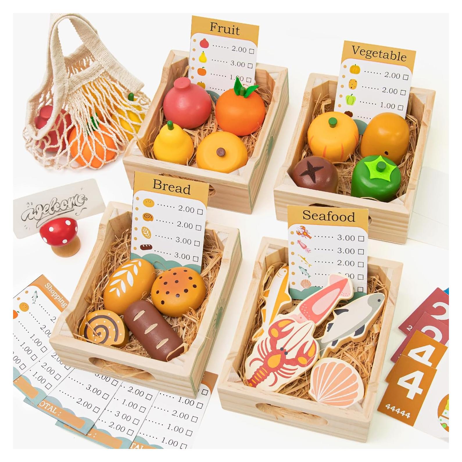 Juego de Comida de Madera Masonbaby para Niños - 35 Accesorios