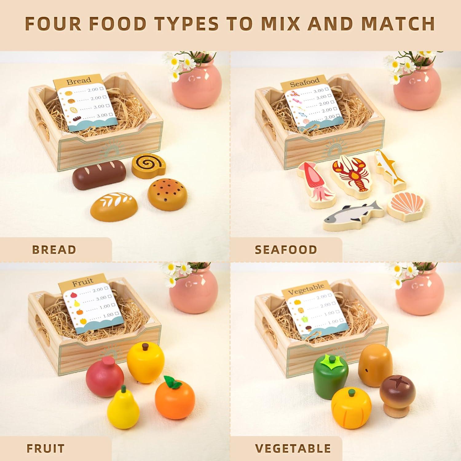 Juego de Comida de Madera Masonbaby para Niños - 35 Accesorios