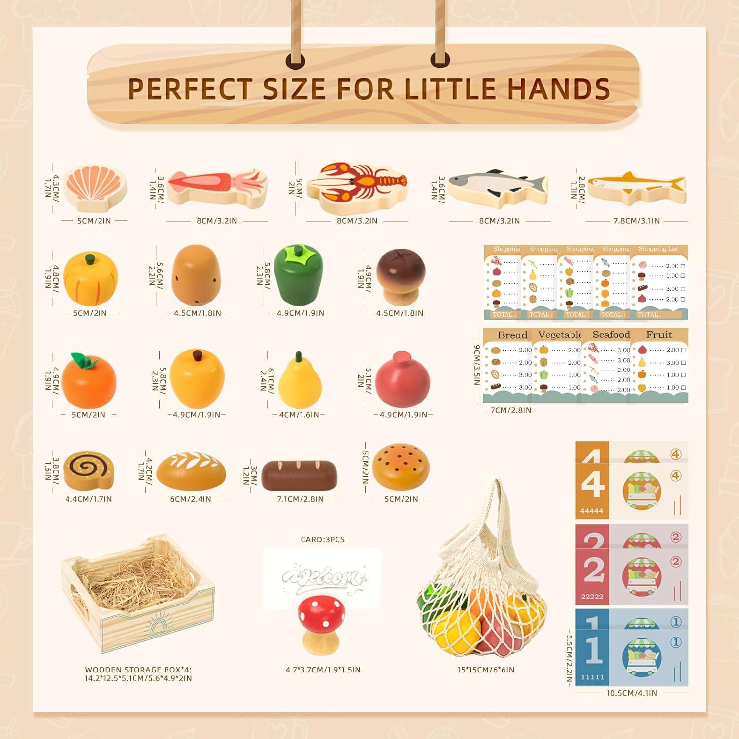 Juego de Comida de Madera Masonbaby para Niños - 35 Accesorios