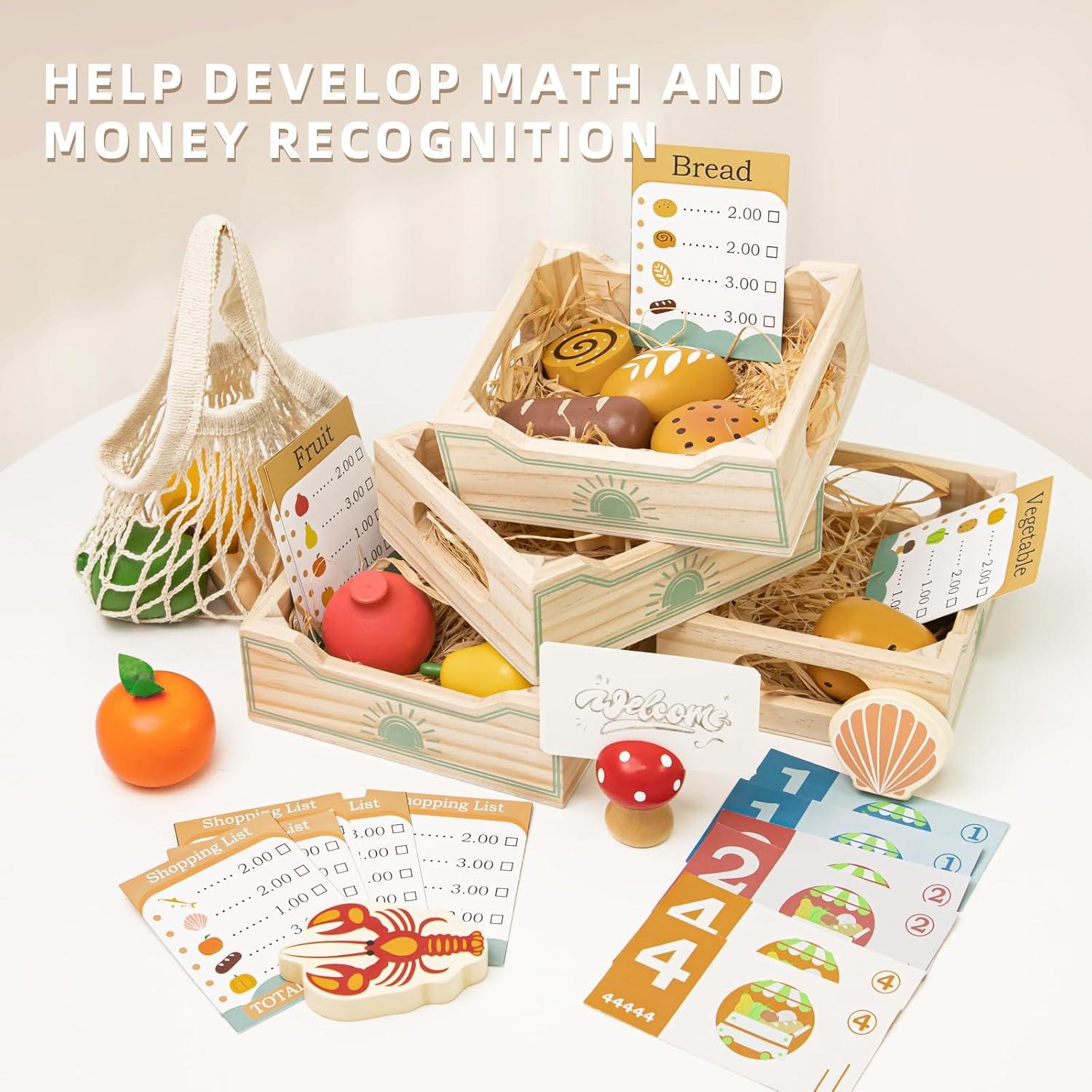 Juego de Comida de Madera Masonbaby para Niños - 35 Accesorios