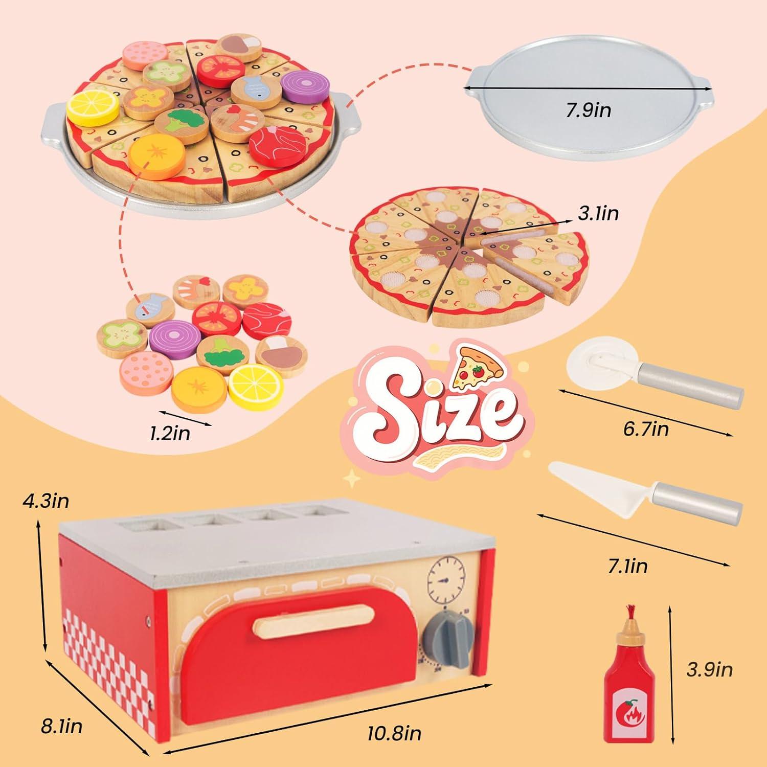 Juguete de Pizza de Madera WOODENFUN con Horno Interactivo