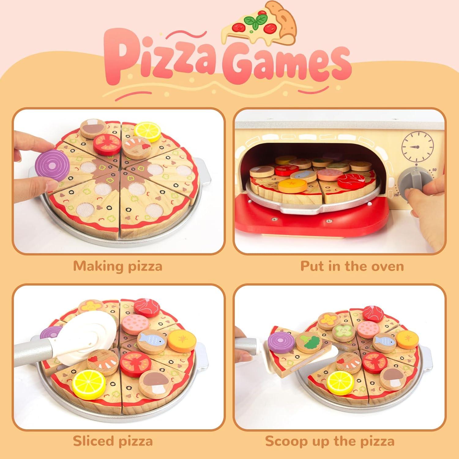 Juguete de Pizza de Madera WOODENFUN con Horno Interactivo