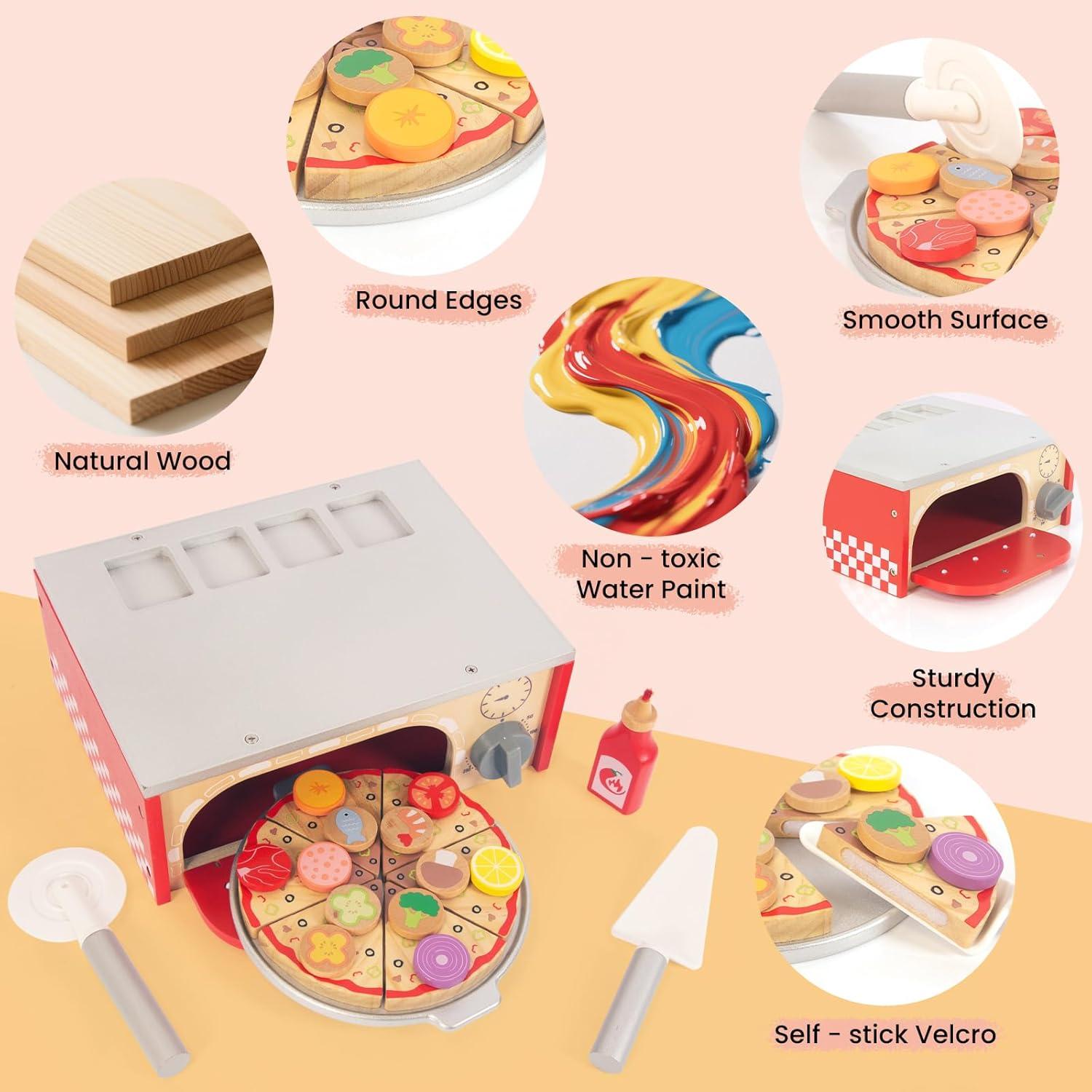 Juguete de Pizza de Madera WOODENFUN con Horno Interactivo