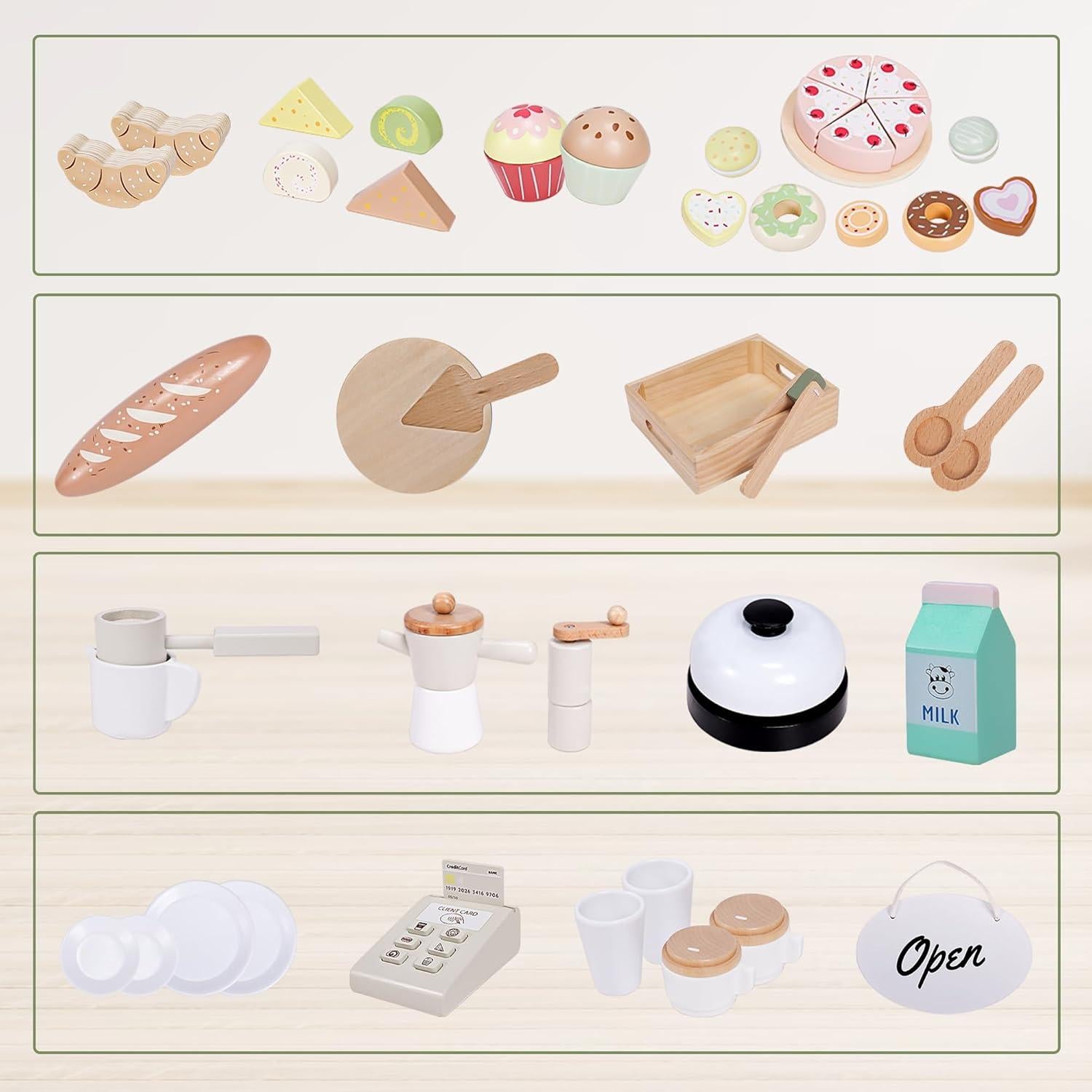 Juego de Café de Madera Joylike 37 Piezas para Niños 3+